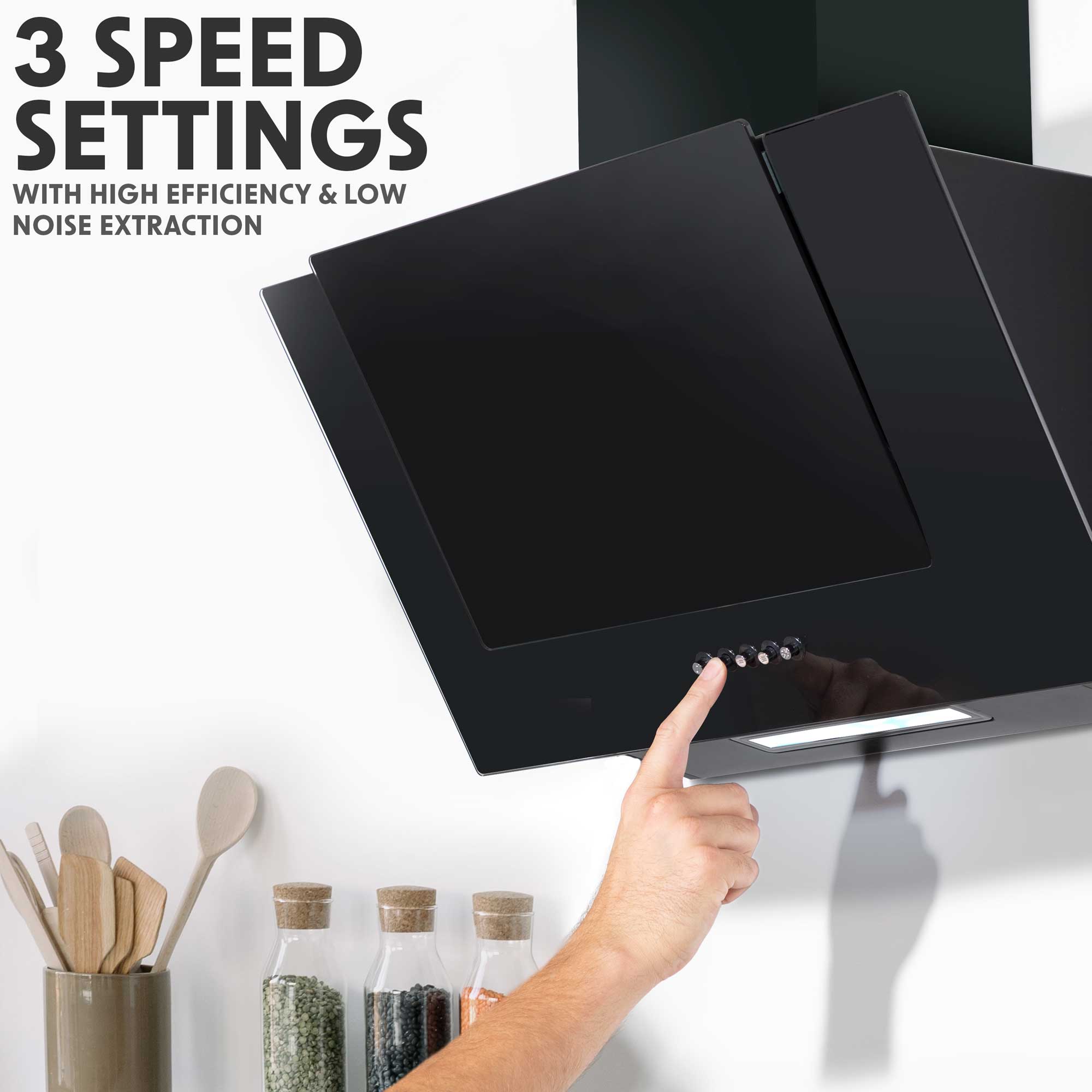 Baridi 4-Zone Ceramic Induction Cooktop with 5-Function Fan Assisted Oven & Angled Cooker Hood Bundle DH186 - Perfect for Modern Kitchens & Home Cooking Enthusiasts