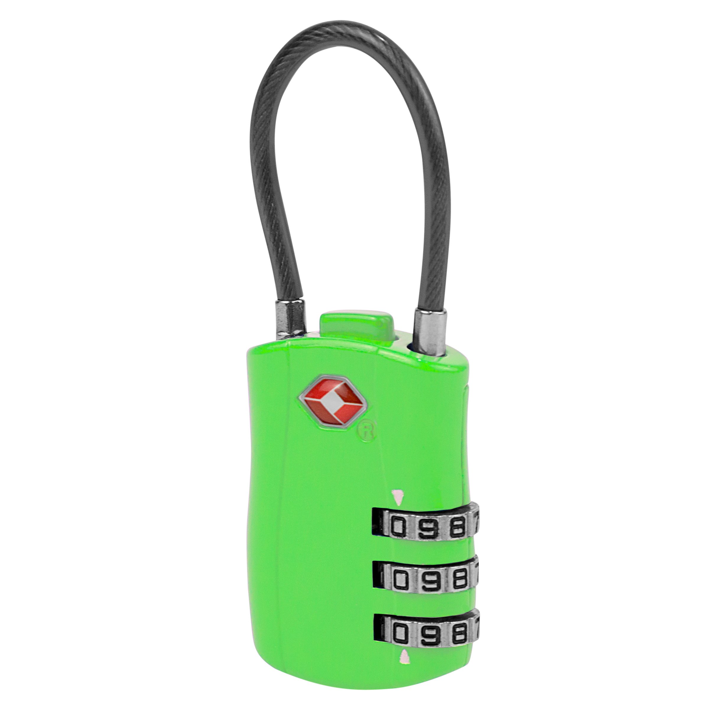 Travelon TSA Approved Luggage Lock with 4ft Cable - Neon Green Combination Lock for Suitcases, Backpacks & Bags | Secure Your Belongings During Travel & Storage