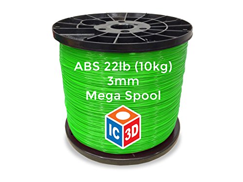 IC3D Green 2.85mm ABS 3D Printer Filament - 10kg Spool, ±0.05mm Precision, High-Quality Professional 3D Printing Material - Made in USA - Perfect for Industrial Prototyping, DIY Projects & Educational Models