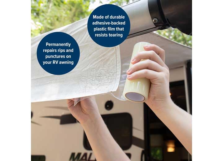 Camco 42623 5-Inch x 15-Foot Heavy Duty Awning Repair Tape - Waterproof & UV Resistant for RV, Boat, and Outdoor Canopy Repairs