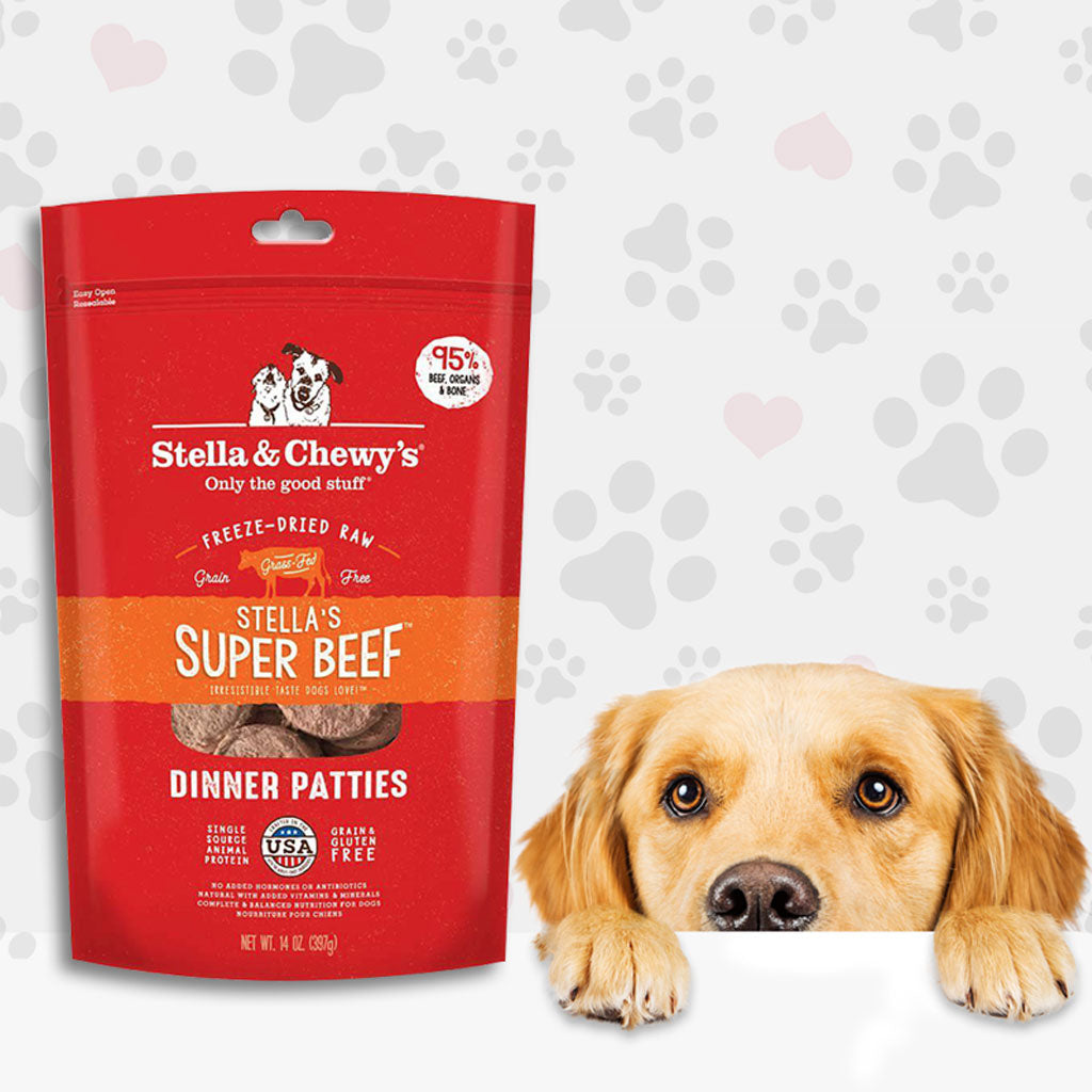 Stella & Chewy's Freeze-Dried Super Beef Dinner for Dogs - High-Protein Raw Dog Food for Puppies & Adult Dogs - Perfect for Training Treats, Meal Toppers & Raw Diet Supplement
