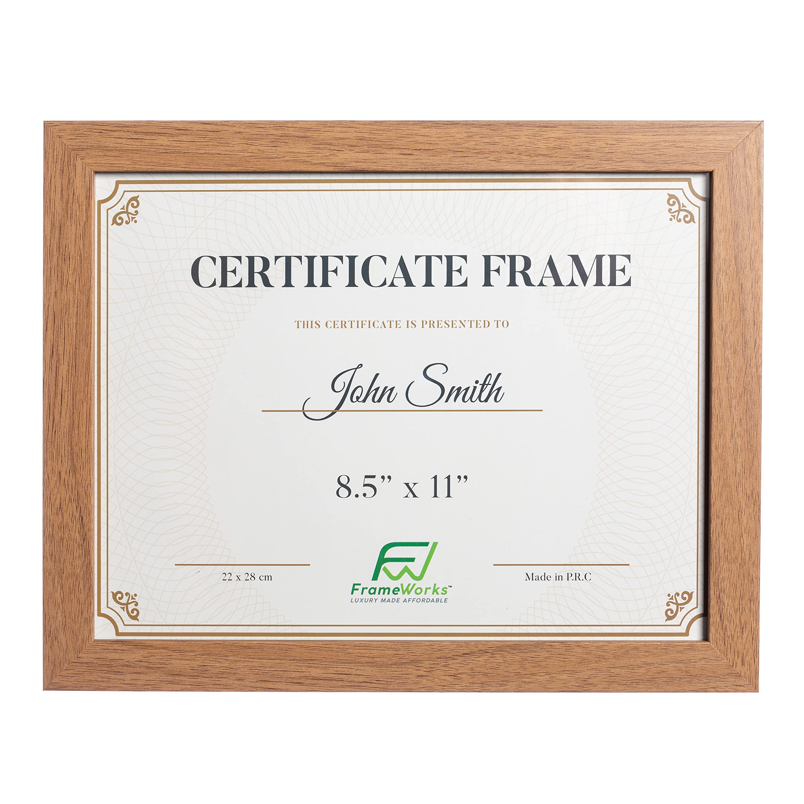 8.5x11 Wooden Picture Frames with Tempered Glass - Golden Oak Finish, 2-Pack for Home Office Decor, Certificates & Photo Display