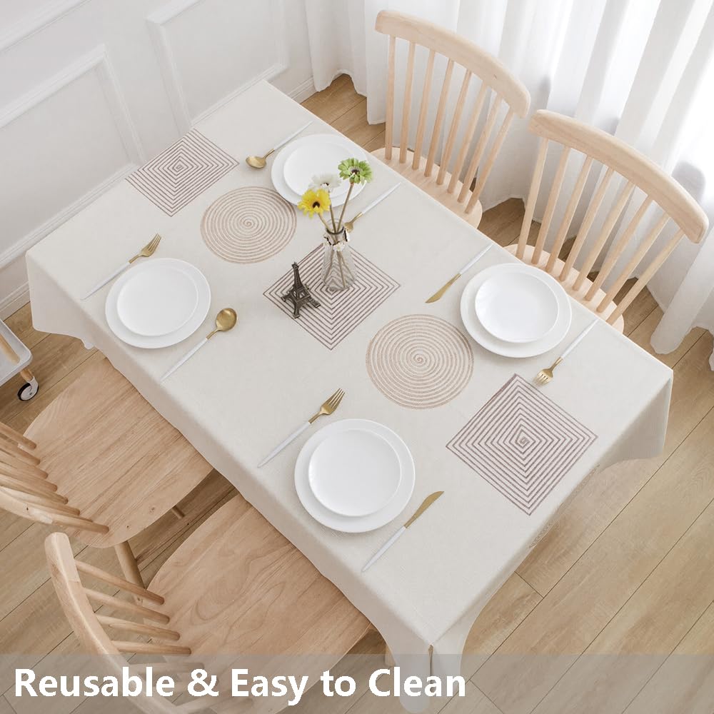 Durable Heavy Duty Vinyl Tablecloth - Waterproof & Wipeable PVC Table Cover for Kitchen & Dining (54x54 Inches, Geometric Design) - Perfect for Indoor & Outdoor Use, Parties, Picnics, and Daily Dining