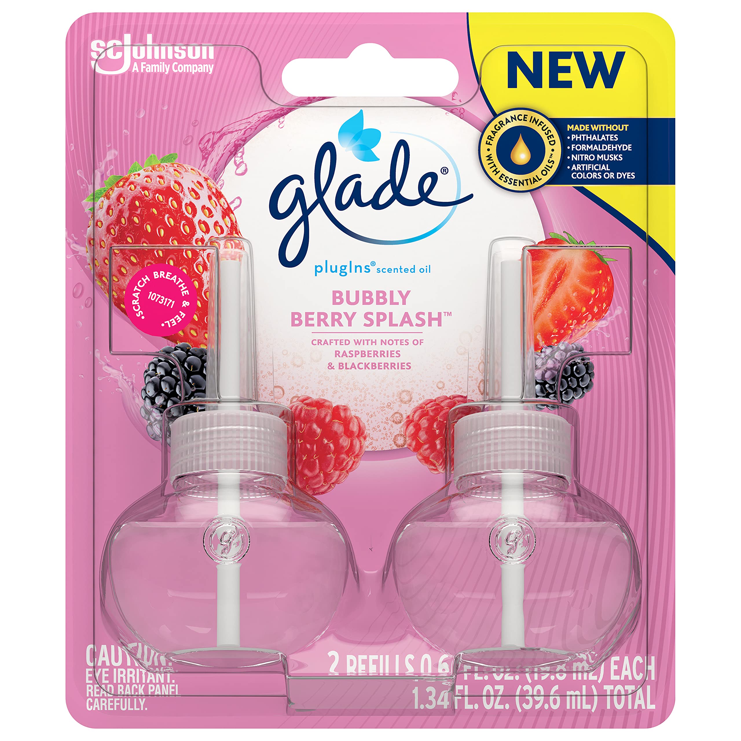 Glade PlugIn Plus Air Freshener Starter Kit - Berry Splash Scented Oil Refills with Warmer for Home, Bathroom & Office | Long-Lasting Fragrance for Fresher Indoor Air | Perfect for Living Rooms, Bedrooms & Small Spaces
