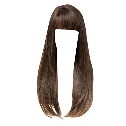 20in Brown Gradient High Temperature Silk Synthetic Fiber Hair Extensions - Sexy & Beautiful Clip-In Hair for Everyday & Party Wear - Heat Resistant & Natural Look (Brown, One Size) - Perfect for Weddings, Cosplay & Styling