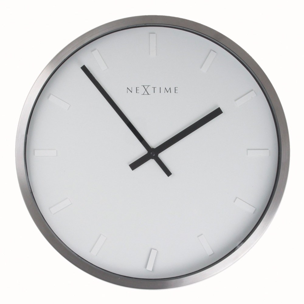 NeXtime Paniki Stripe Wall Clock - Modern Silver Decorative Clock for Living Room, Bedroom & Office | Silent Non-Ticking Battery Operated Clock