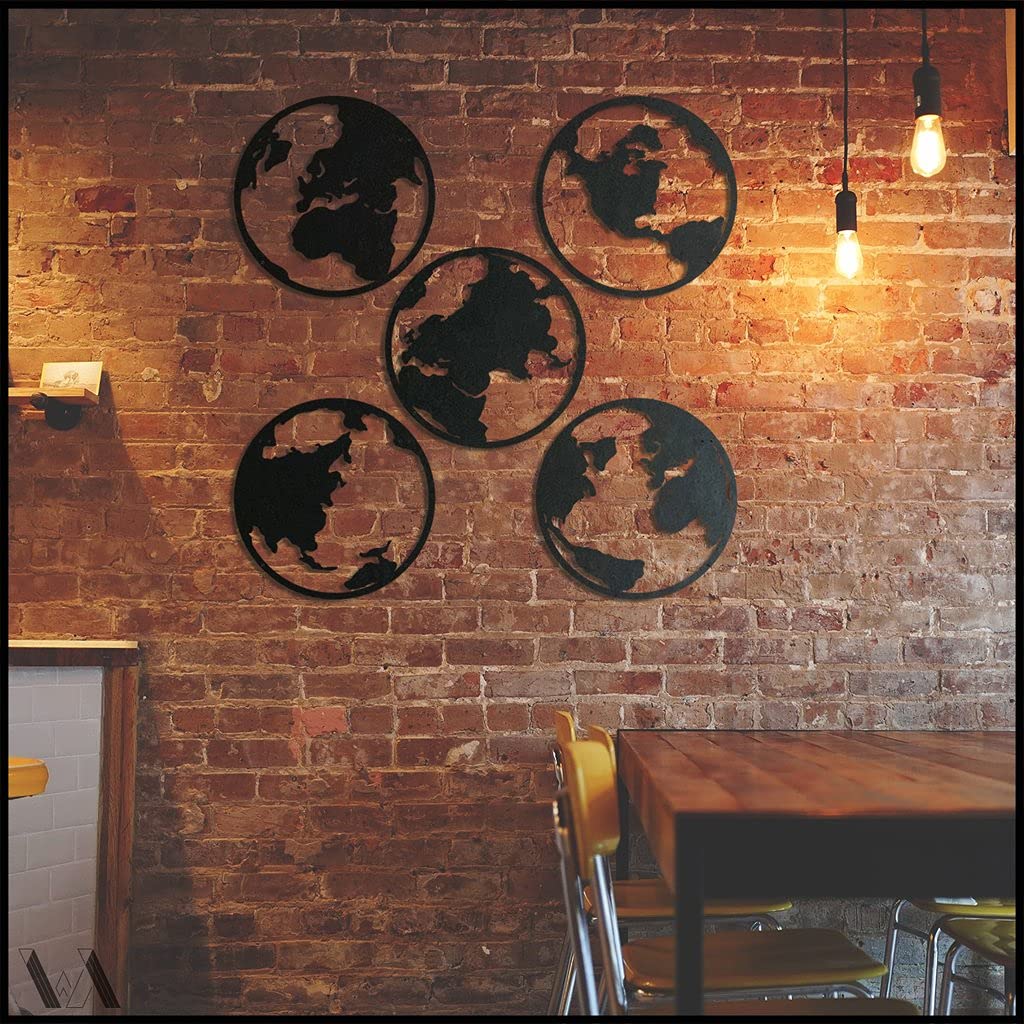Mercator Metal Wall Art Decor for Living Room & Bedroom - Indoor Outdoor Wall Hanging