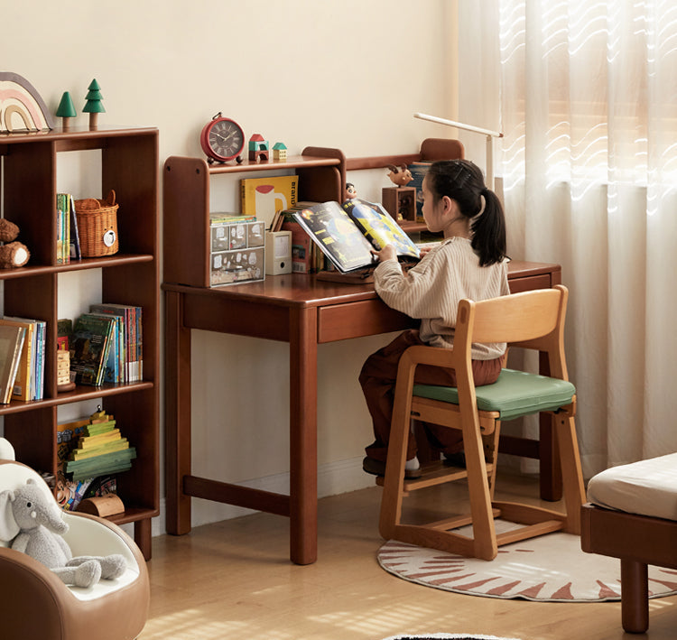 Solid Poplar Wood Kids Study Desk with Bookshelf - Durable Children's Learning Table for Homework & Reading - Perfect for Bedrooms, Playrooms & Homeschooling