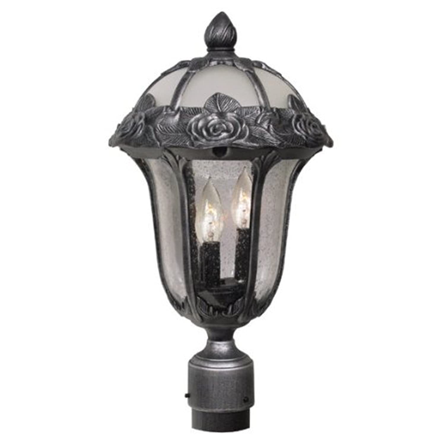 Special Lite F-3710-SW-SG Rose Garden Post Mount Light with Seedy Glass - Large Swedish Silver Outdoor Lighting for Patio, Garden & Pathway Illumination