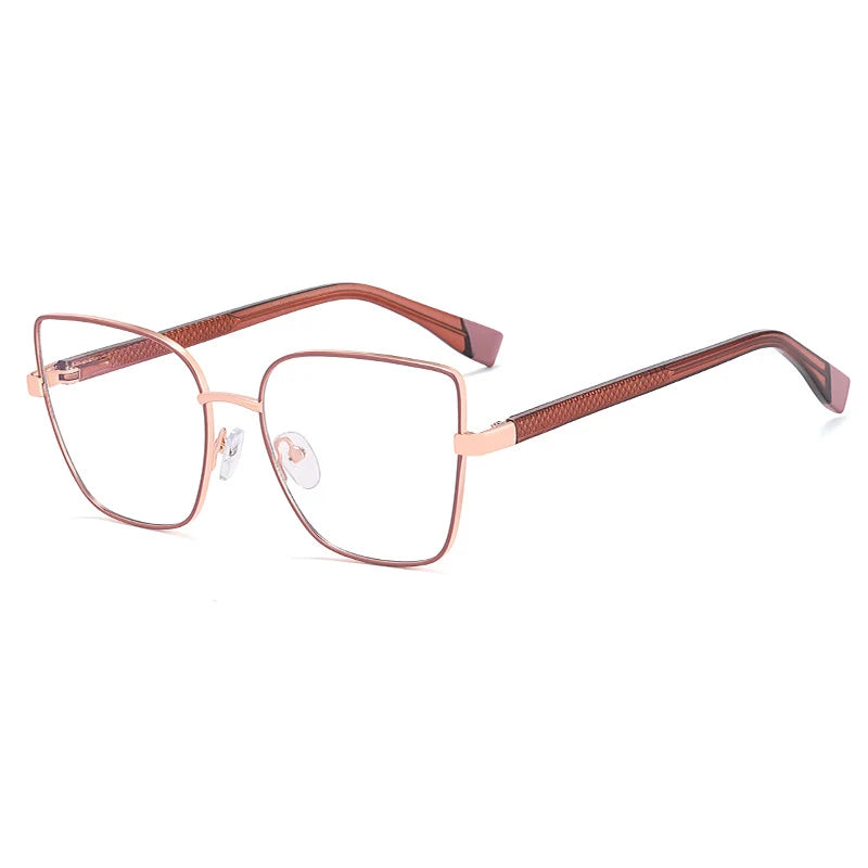 CCspace Women's Full Rim Cat Eye Square Alloy Eyeglasses Frame 57382 - Stylish Retro Glasses for Women, Lightweight Metal Frame for Office, Reading & Fashion Accessories