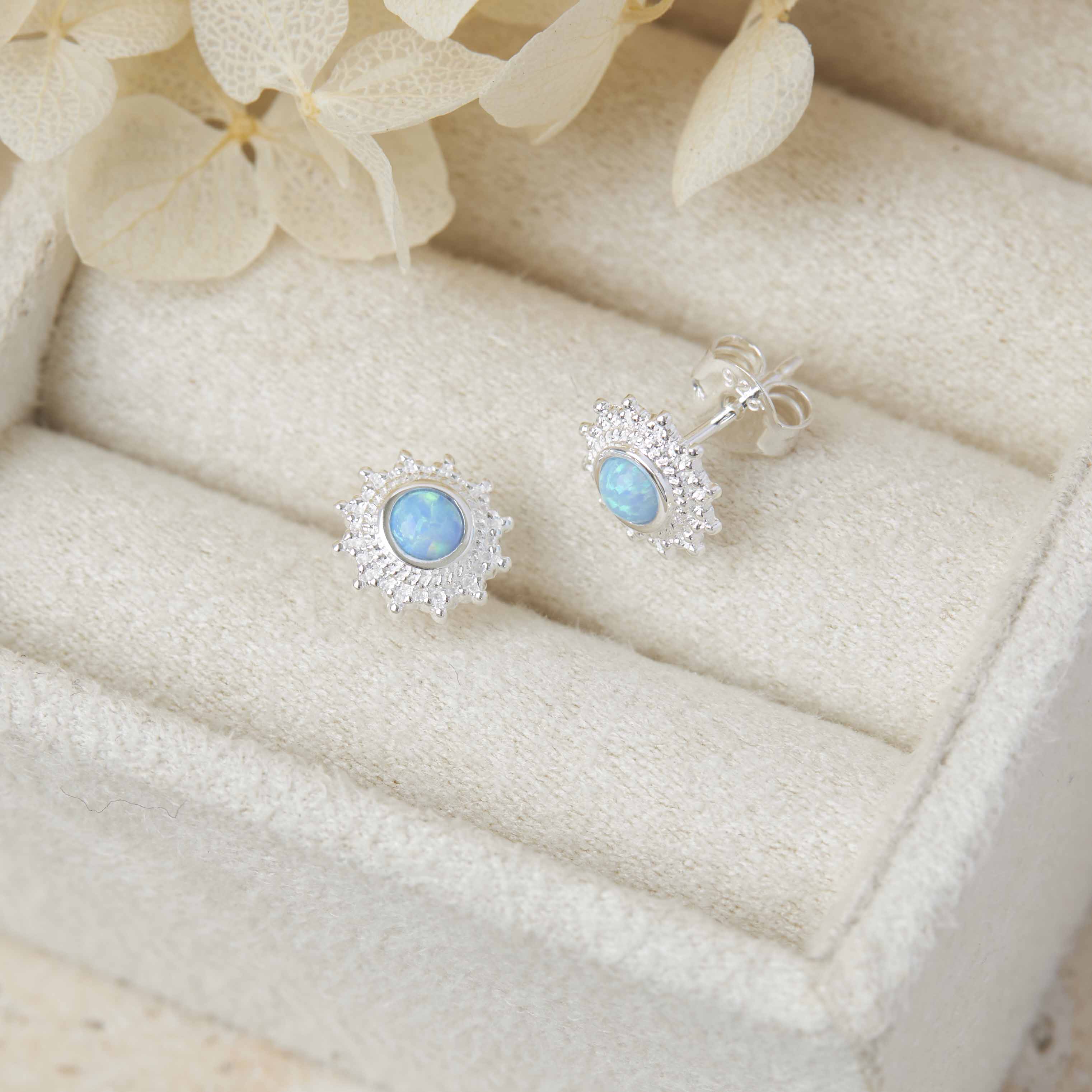 Nusa Sunrise Opal Stud Earrings - Genuine Opal Gemstone Jewelry for Women - Perfect for Everyday Wear, Gift Giving & Special Occasions