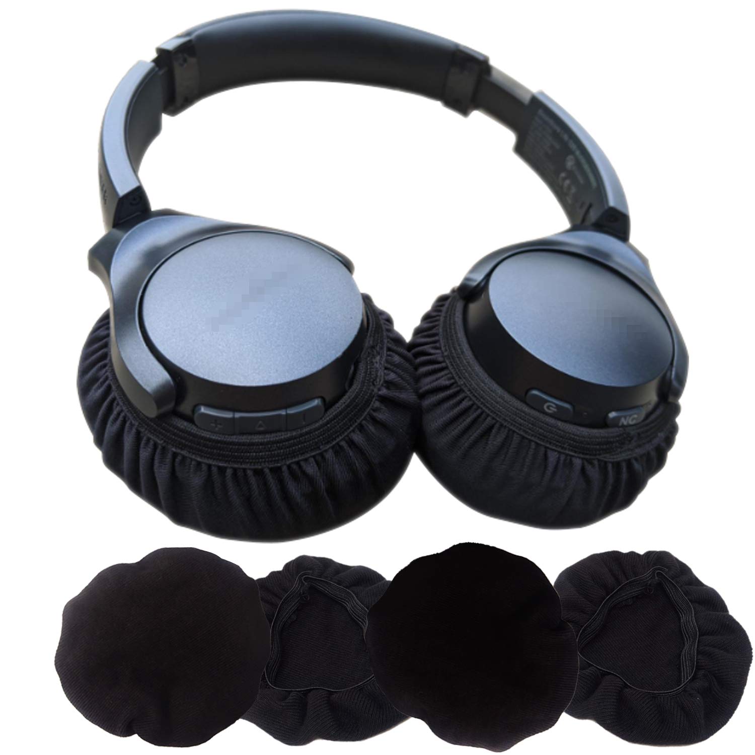 Honbay 2 Pairs Stretchable Washable Headphone Covers - Breathable Earcup Protectors for Gaming Headsets, Aviation, Gym Training & Racing - Soft Cloth Earpad Covers for Comfort & Hygiene (Perfect for Workouts, Travel & Long Gaming Sessions)