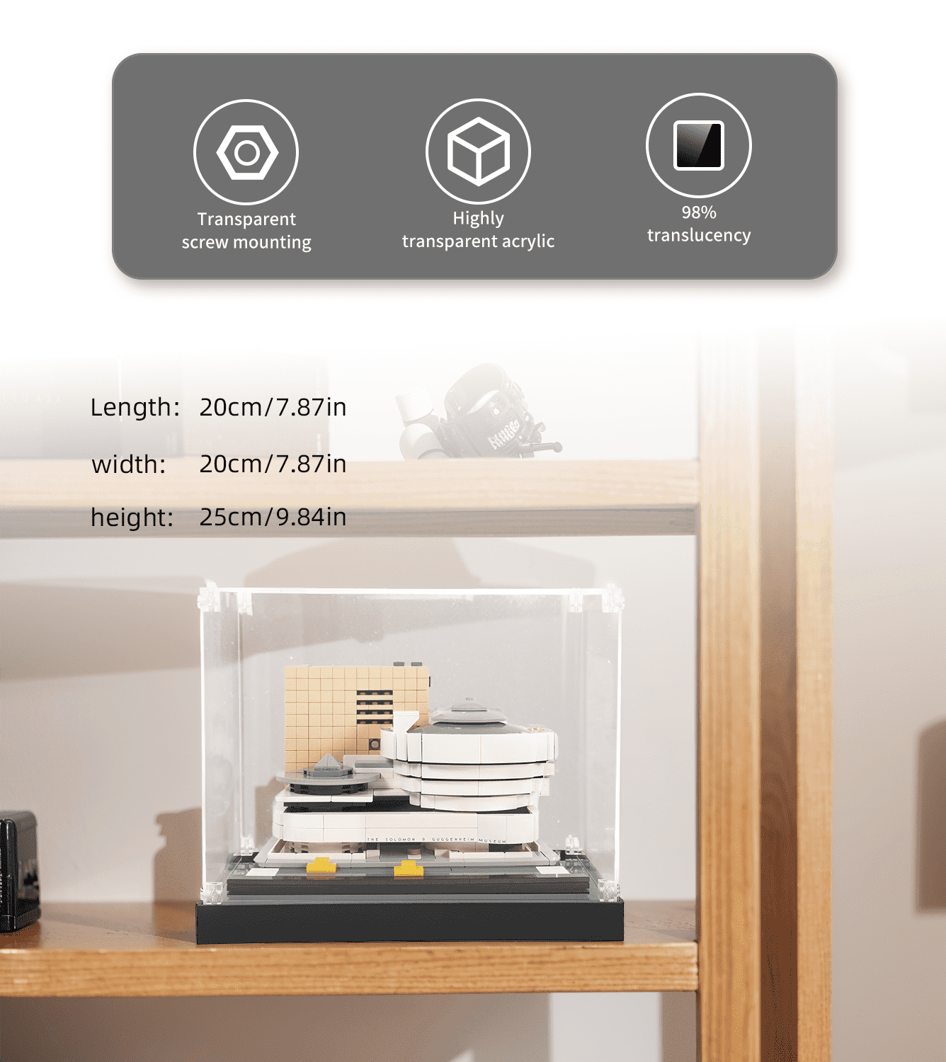 LEGO Architecture Solomon R. Guggenheim Museum 21035 Display Case - Premium Acrylic Showcase for Collectible Building Sets - Perfect for Home Office Decor & Gift for LEGO Enthusiasts