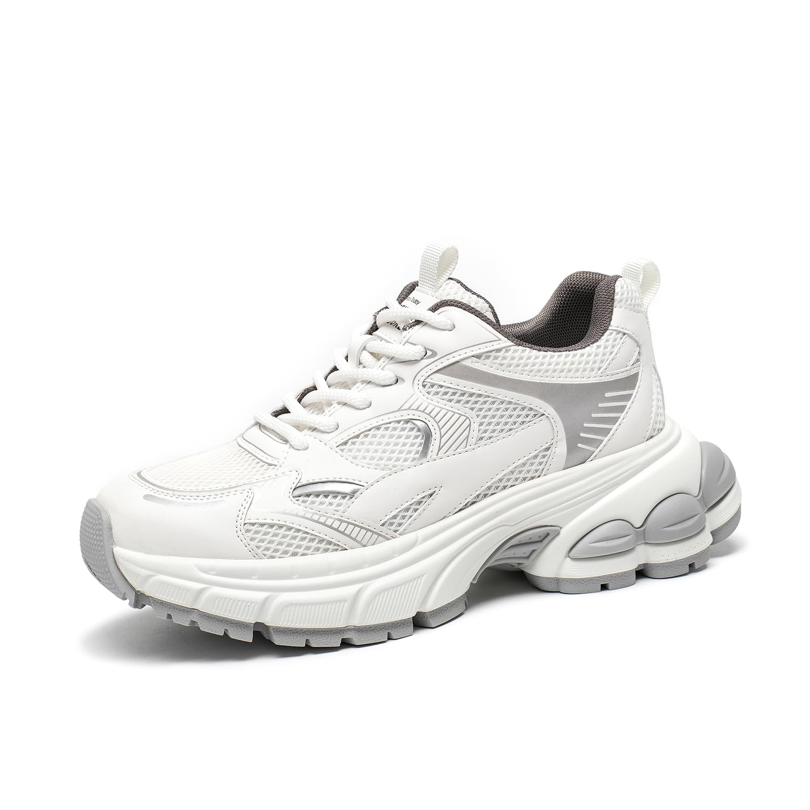 BEAU TODAY Women's Walking Shoes - Fashion Platform Chunky Sneakers for Women, Lace-up Casual Mesh Breathable Running Tennis Shoes - Perfect for Walking, Running, Gym & Everyday Wear