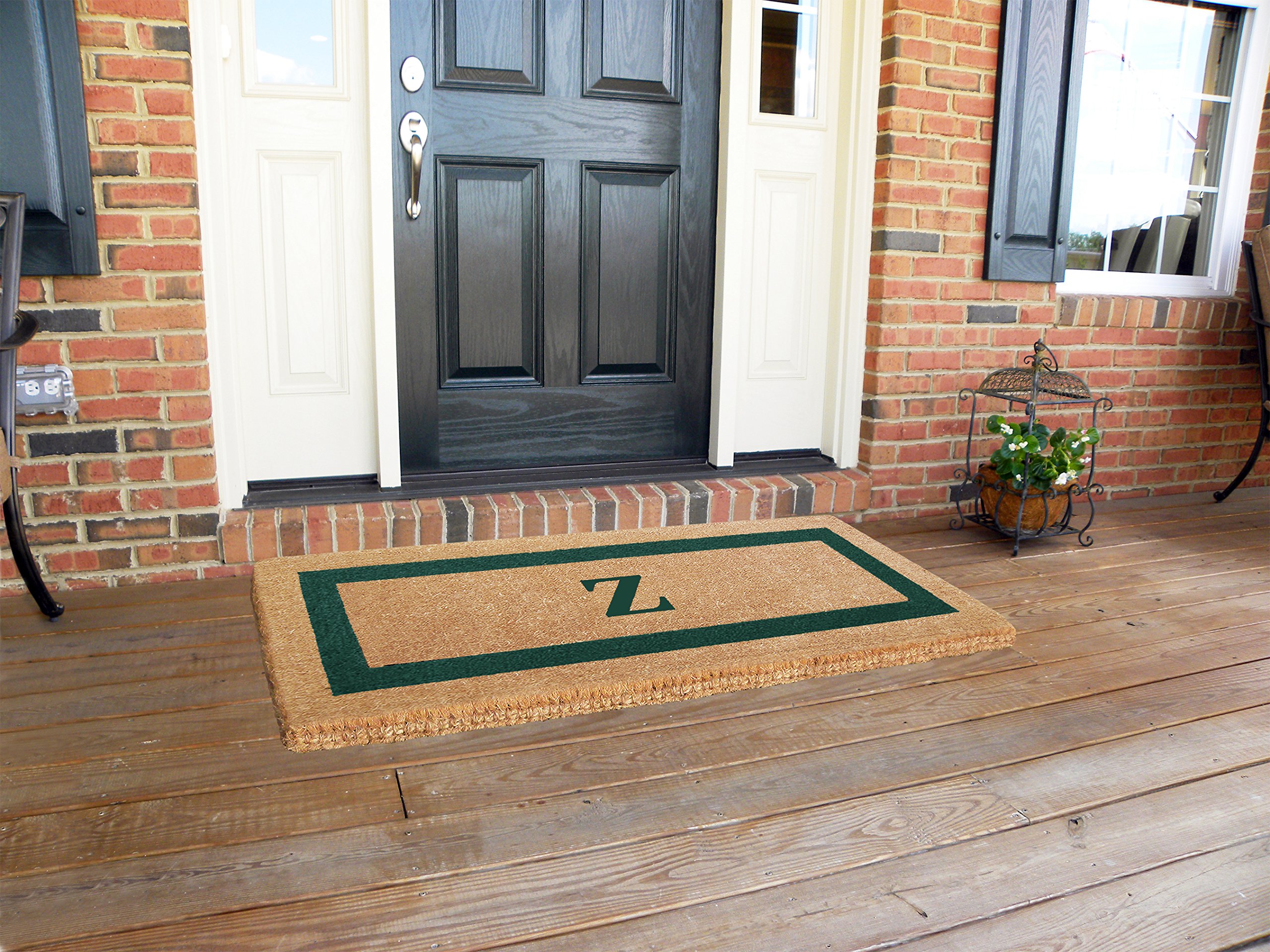 Personalized Monogram Z Coir Door Mat - Heavy Duty Natural Coco Fiber Welcome Mat with Single Picture Frame Design | Durable Handcrafted Outdoor Rug | Eco-Friendly 24