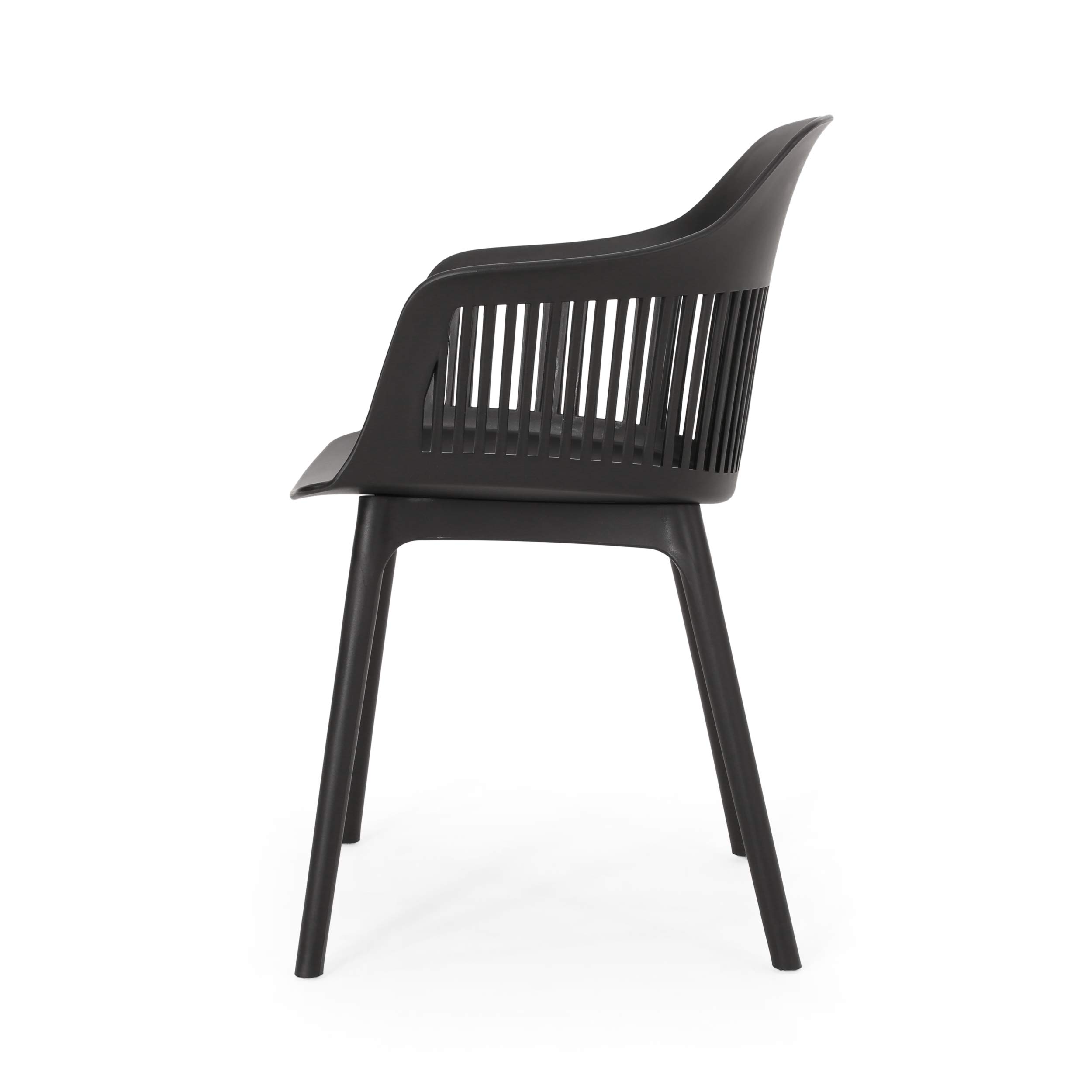 Christopher Knight Home Ladonna 4-Piece Black Outdoor Dining Chair Set - Patio, Garden, Poolside & Backyard Furniture for Dining & Relaxing