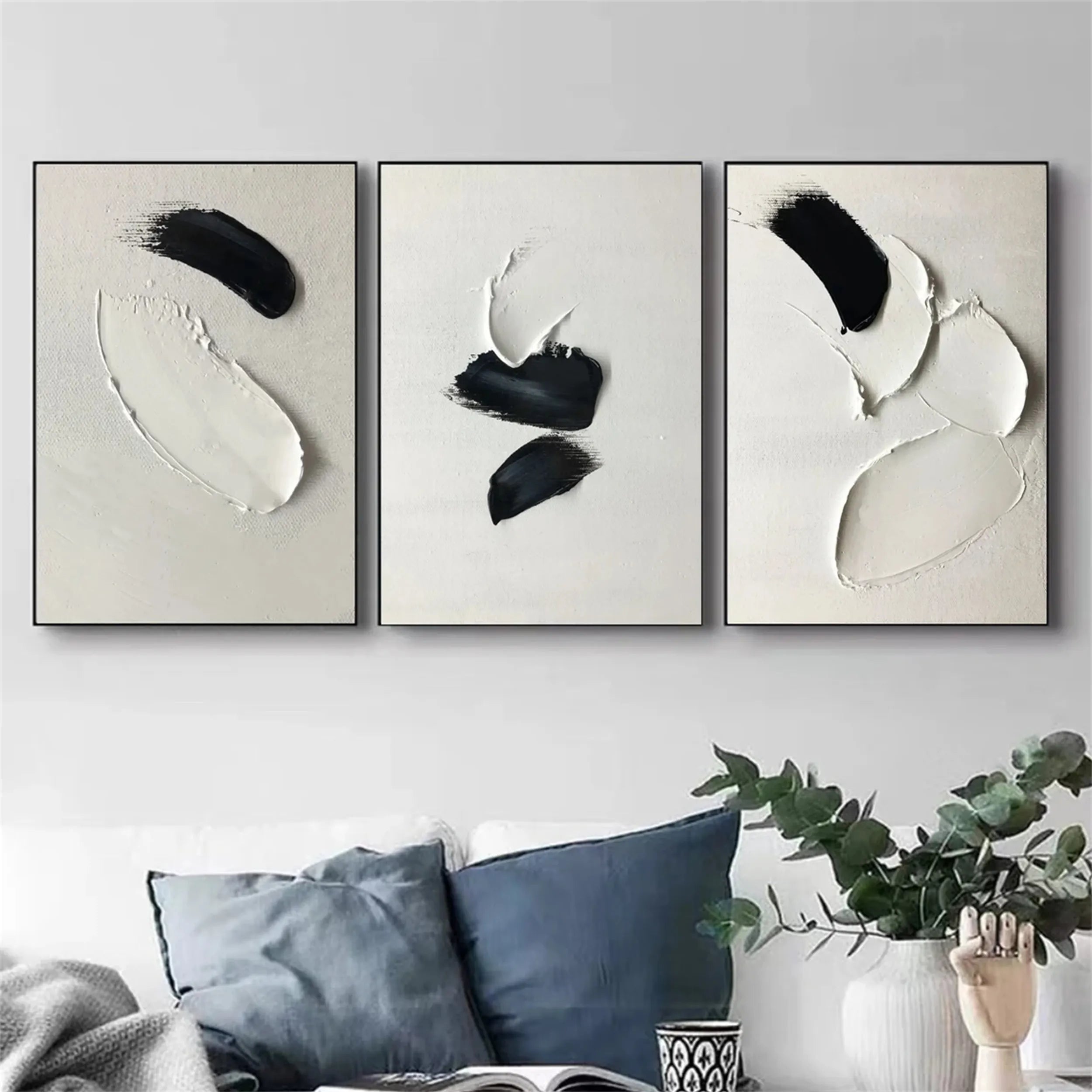 Minimalist Balance Canvas Painting Set of 3 - Modern Abstract Wall Art for Living Room, Bedroom & Office Decor #MM286