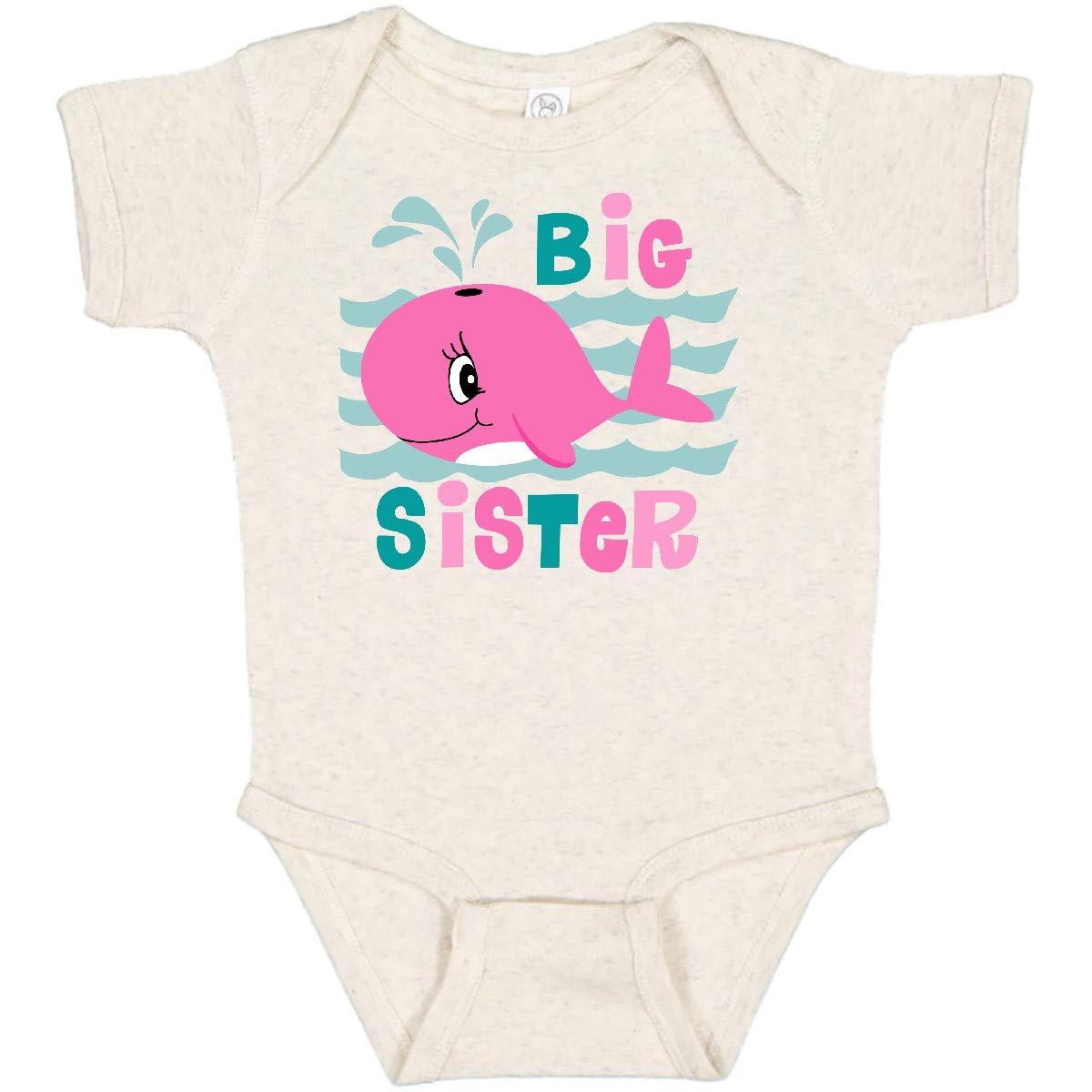 Inktastic Whale Big Sister Baby Bodysuit - Cute Whale Design Sibling Outfit for Newborns & Toddlers - Perfect for Family Photos, Sibling Announcements & Baby Showers