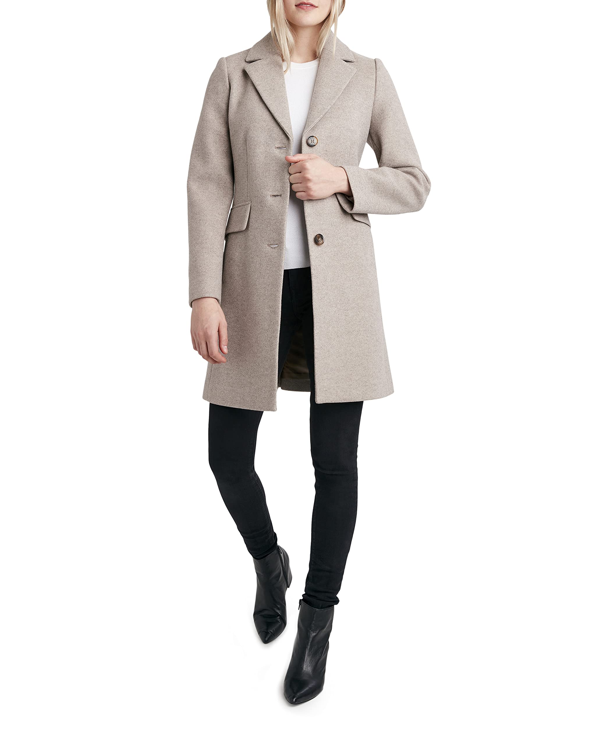 Laundry by Shelli Segal Women's Faux Wool Coat with Notch Collar - Stylish Winter Outerwear for Office & Casual Wear