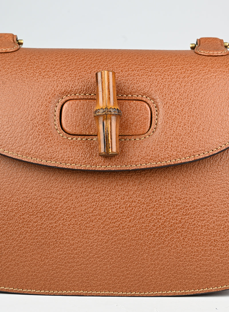Gucci Bamboo 1947 Leather Handbag in Cognac - Luxury Women's Shoulder Bag for Work, Travel & Evening Events