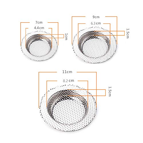 Stainless Steel Kitchen Sink Strainer Drain Filter - 7cm/9cm/11cm Bathroom Sink Drain Waste Screen (2 Pack, 7CM) - Perfect for Kitchen & Bathroom Sink Drain Protection
