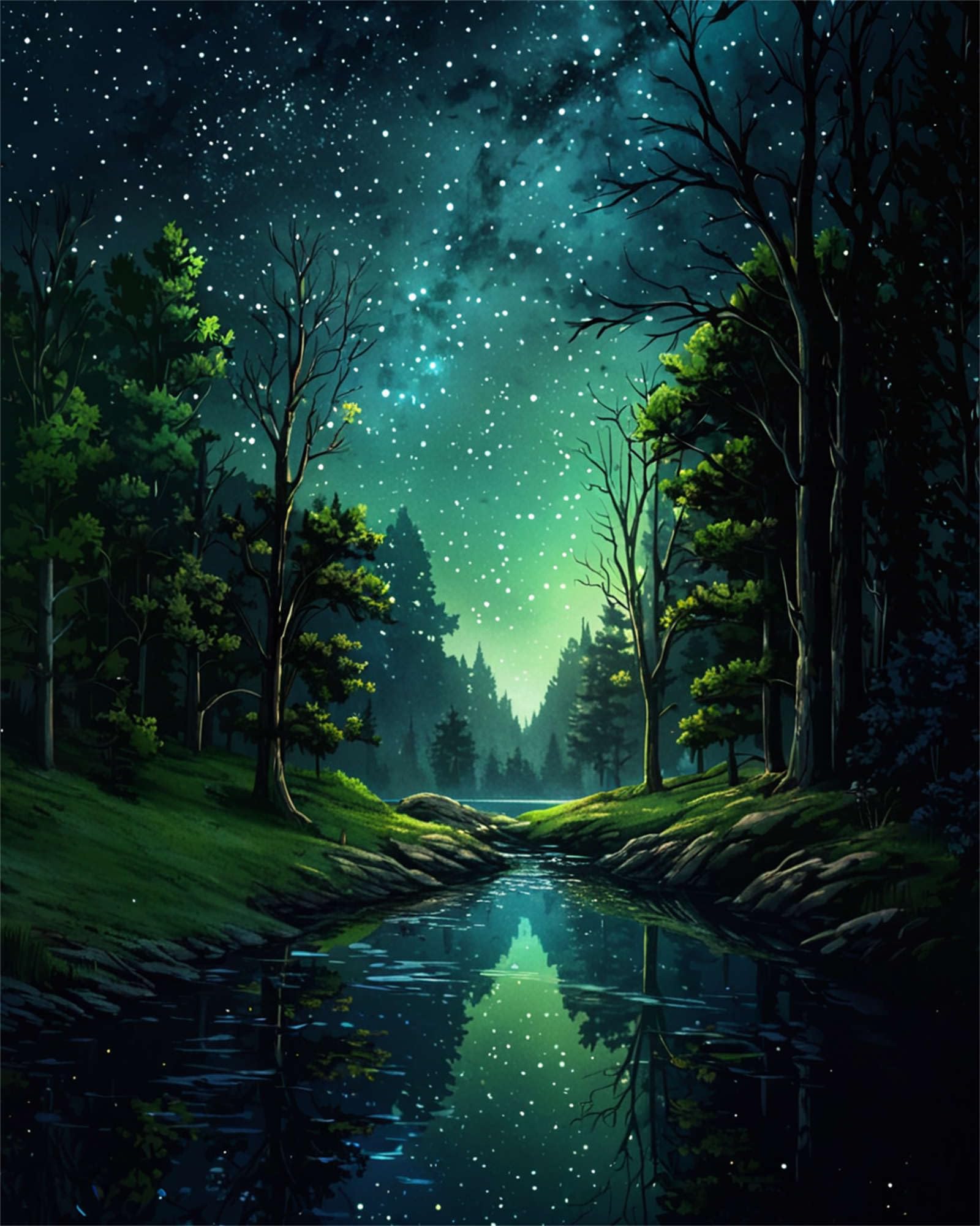 Starry Night Paint by Numbers Kit for Adults Beginners - DIY Forest Landscape Oil Painting on 16x20 Inch Canvas - Perfect Gift & Home Wall Decor for Relaxation & Stress Relief