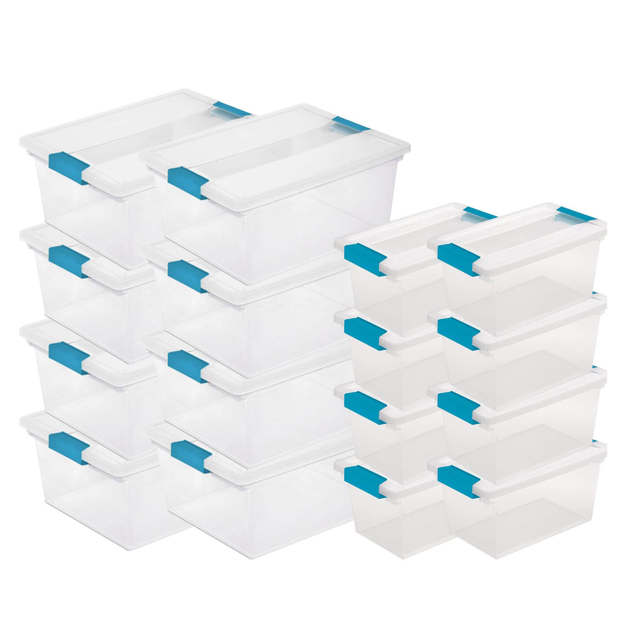 Sterilite Medium & Large Clear Plastic Storage Bins - 8 Pack Multipurpose Organizing Containers for Home, Office, Closet & Garage Storage Solutions
