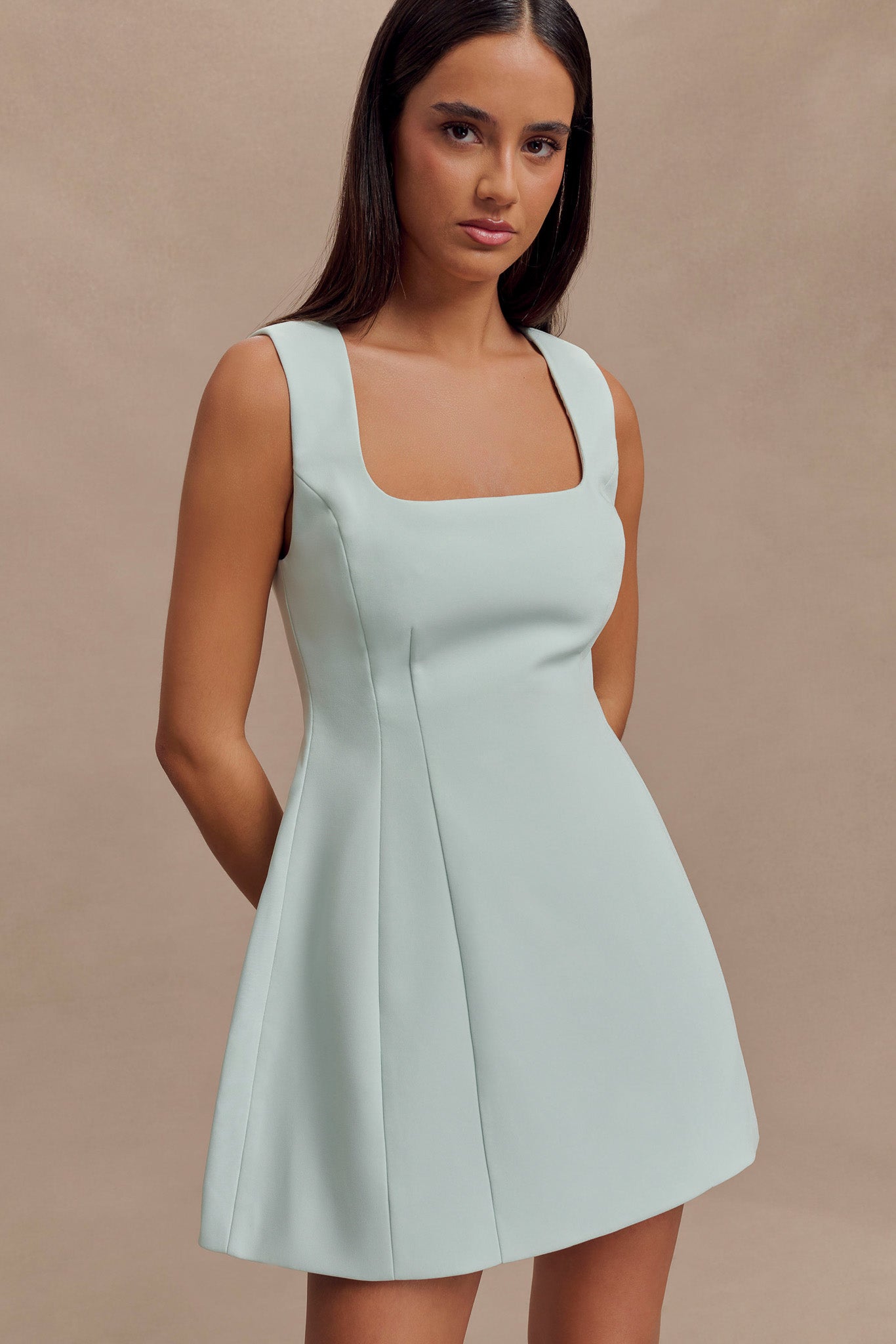 Lysandre Crepe Mini Dress - Ice Blue | Elegant Party & Cocktail Dress for Women | Perfect for Weddings, Date Nights & Special Occasions