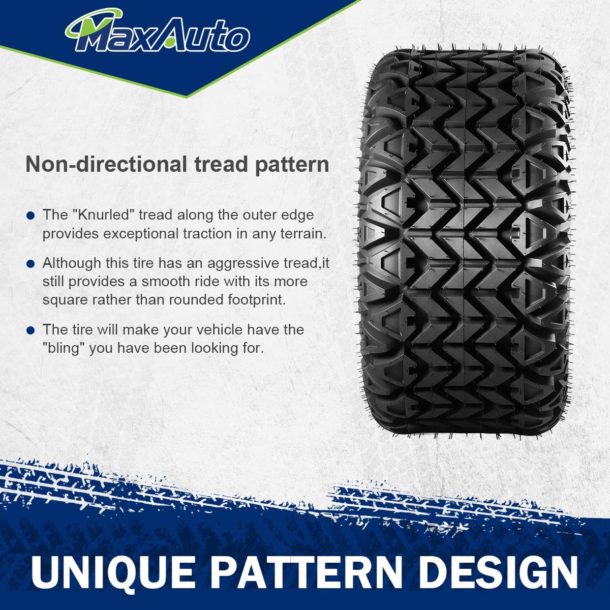 MaxAuto AT20X10-8 All-Terrain ATV Tires - 20x10x8 4-Ply Tubeless Replacement Tires for Lawn Mowers, Golf Carts & Tractors (2-Pack) - Perfect for Off-Road Adventures, Yard Work & Farm Use