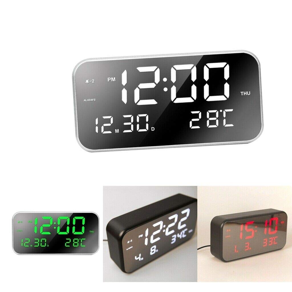 Silent Non-Ticking Digital Alarm Clock with Color Changing Night Light - Modern Home & Office Desk Clock (Black/White Light) for Bedroom, Nursery, Dorm & Gift Giving