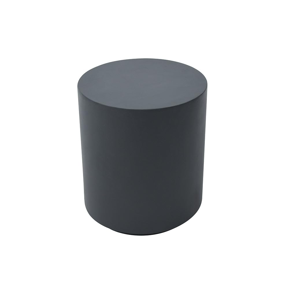 Elementi Rome Outdoor Side Table - 17.7 Inch Round Concrete Accent Table for Patio, Garden, Living Room & Bedroom | Weather-Resistant Slate Black End Table, Coffee Table or Nightstand