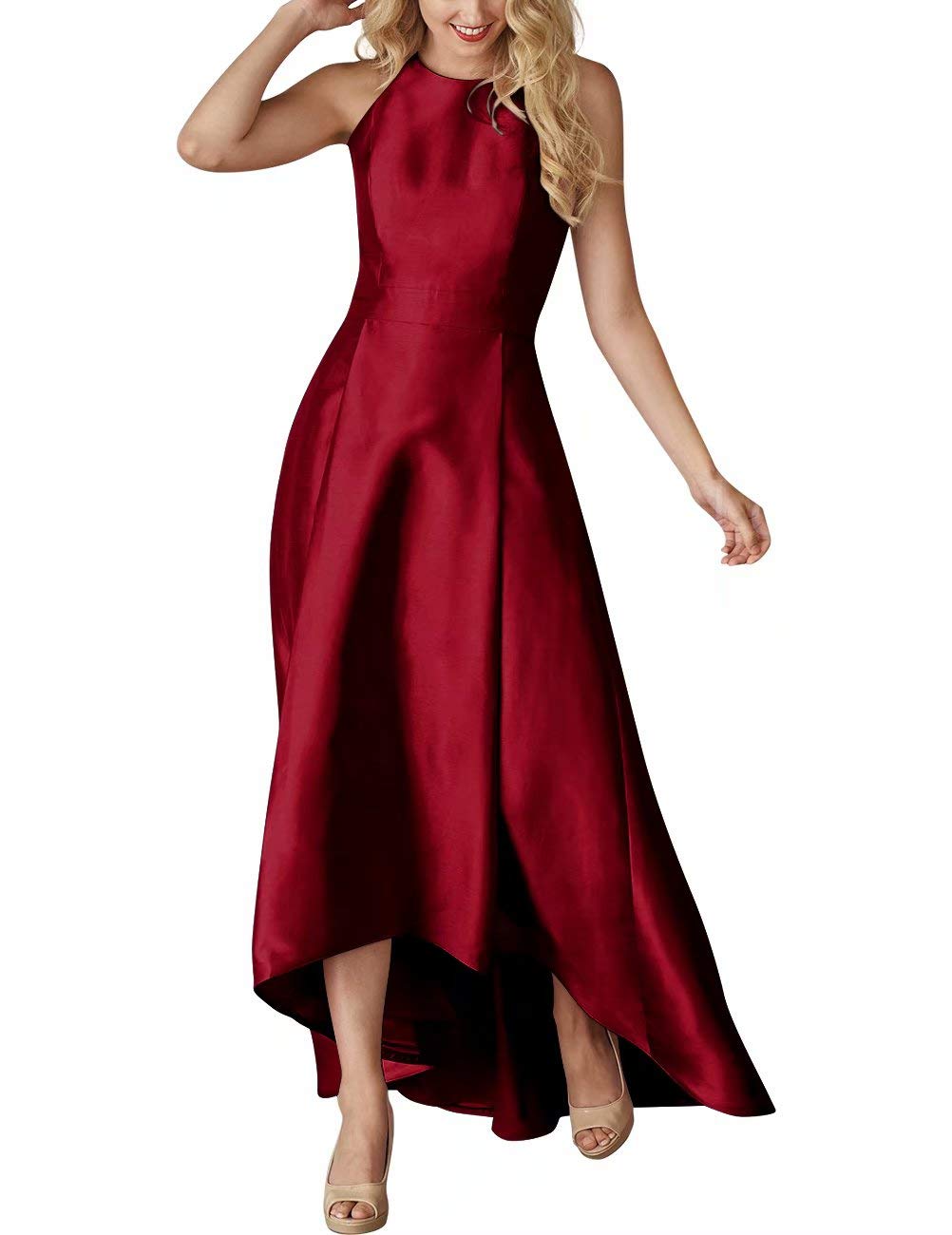 Lilibridal Women's Satin High-Low Bridesmaid Dress - Black Formal Evening Gown for Prom, Wedding Party & Special Occasions