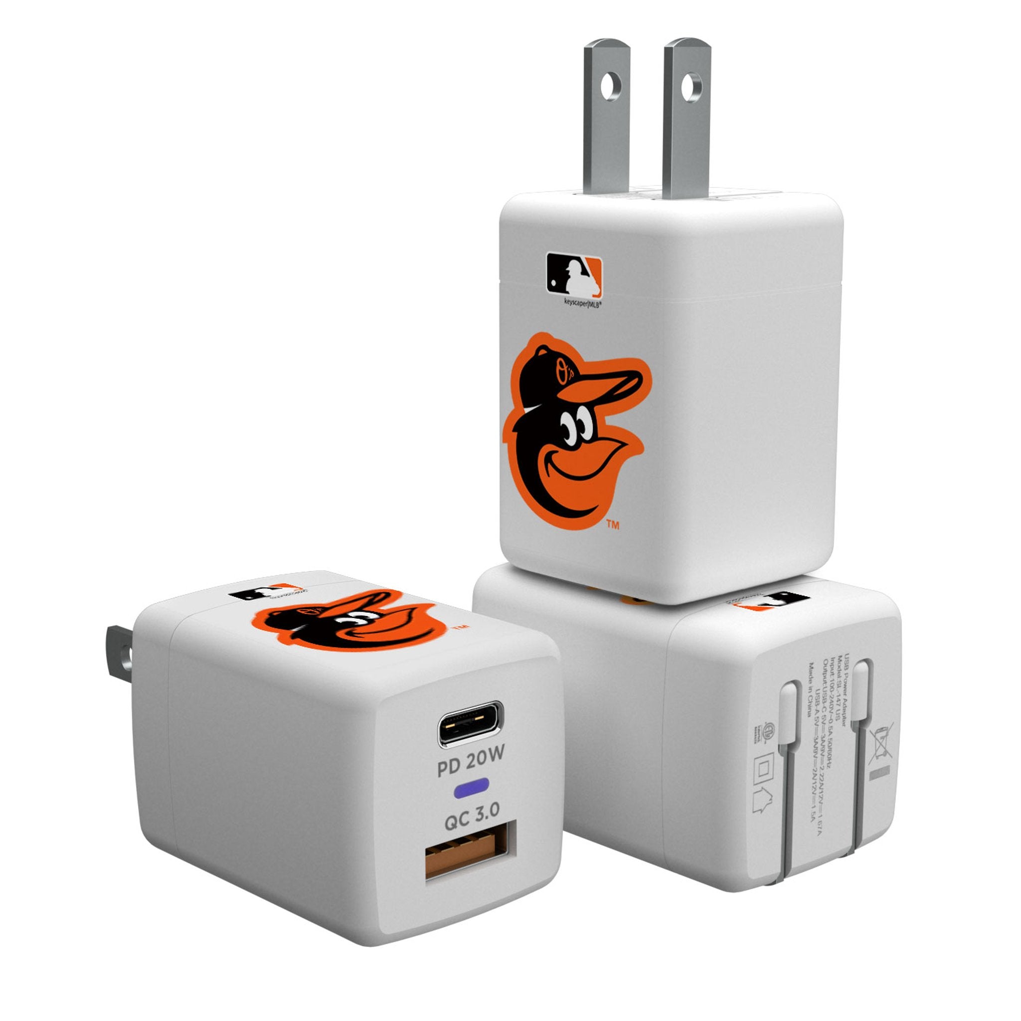Baltimore Orioles Logo USB Charger - Fast Charging Cable for iPhone, Android, Samsung - Perfect for Home, Office, and Travel