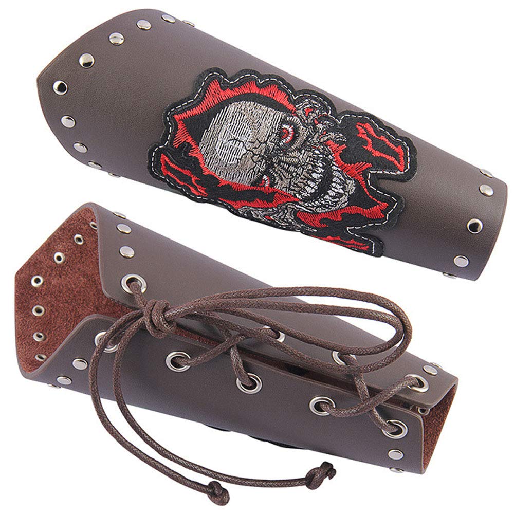 Black Medieval Leather Gauntlet Wristband - Skull Design Punk Arm Bracers for Cosplay, LARP & Gothic Fashion - Perfect for Renaissance Fairs, Halloween Costumes & Steampunk Outfits