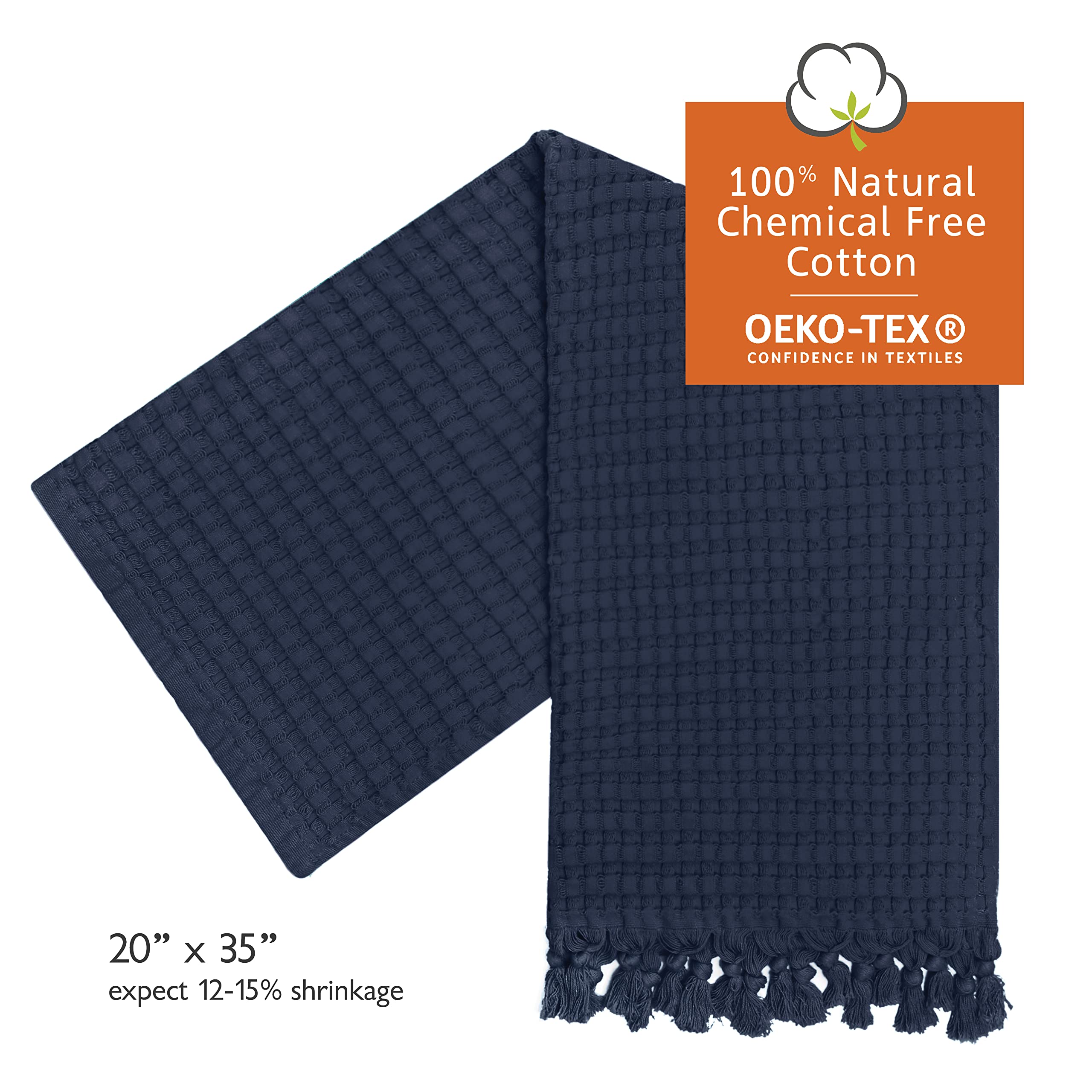 GILDEN TREE Decorative Waffle Hand Towels - 20x35 Inch Large Bathroom Towels, Quick Drying Fingertip Towels, 2 Pack Modern Style (Midnight Blue) - Perfect for Guest Bathrooms, Powder Rooms & Spa Decor
