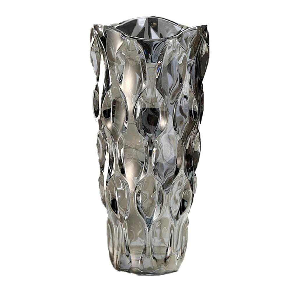 Elegant Crystal Glass Vase - Modern Clear Tall Transparent Decorative Vase for Home & Office Decor | Perfect for Dining Table Centerpieces, Wedding Decor, and Luxury Gift Giving