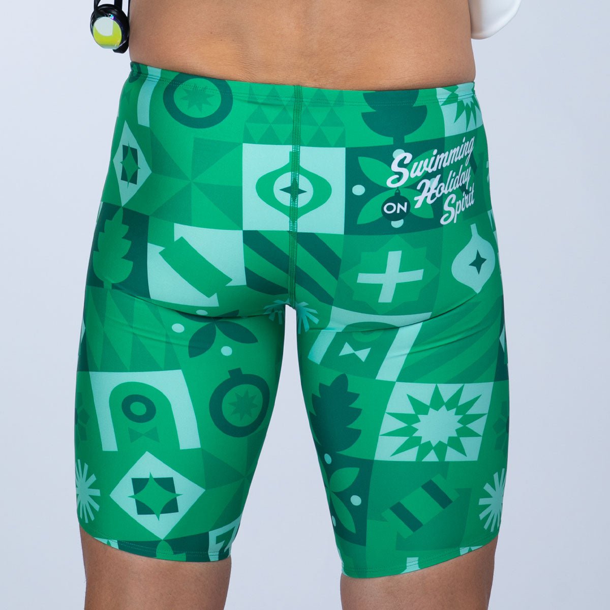 Men's Limited Edition Swim Jammer - Holiday Spirit Design | Fast-Drying Competitive Swimwear for Training & Racing | Perfect for Pool, Beach & Water Sports