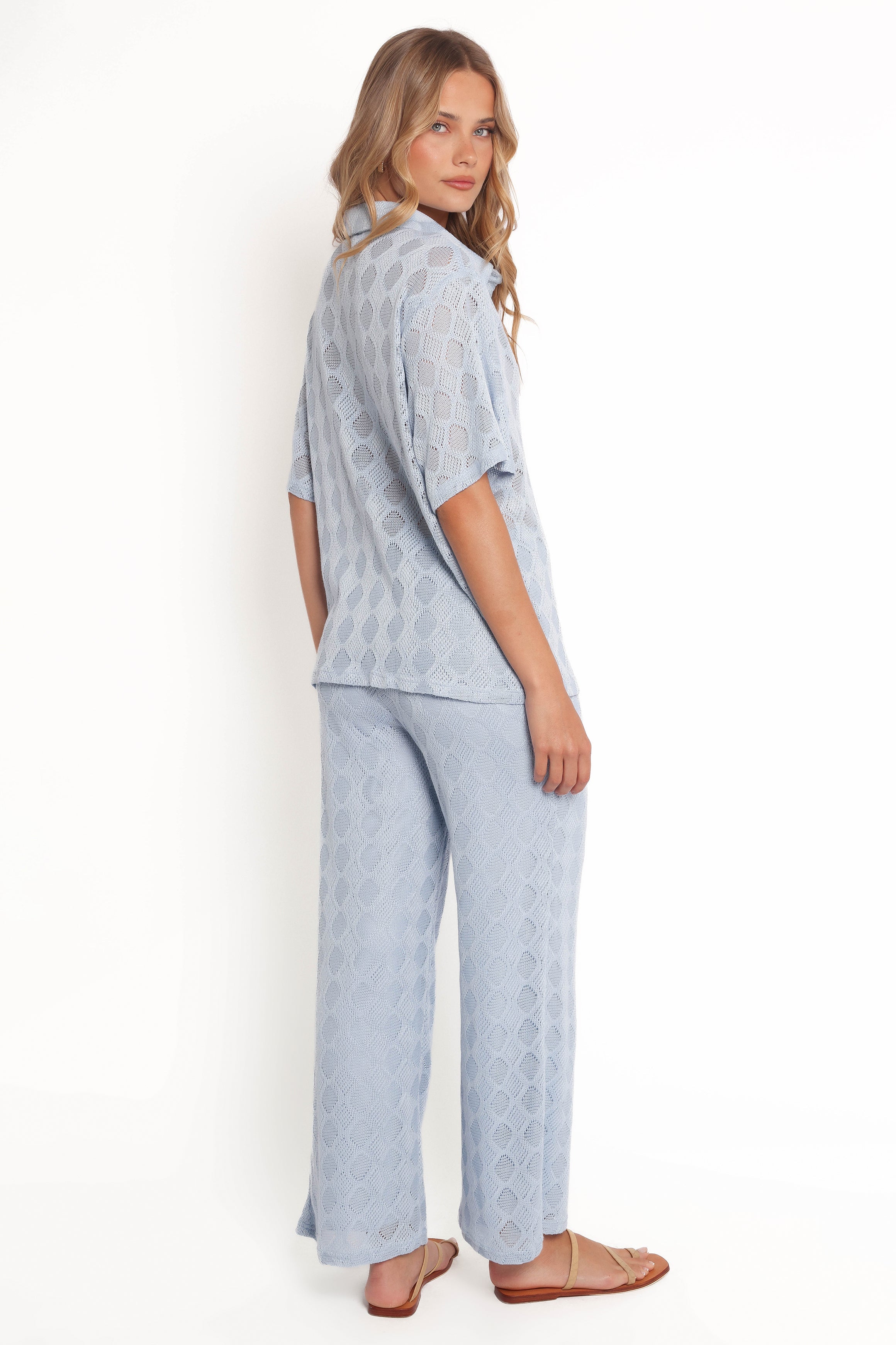 Stylish Cora Knit Pants for Women - Soft Blue Comfort Stretch Trousers | Perfect for Work, Casual Outfits & Lounge Wear