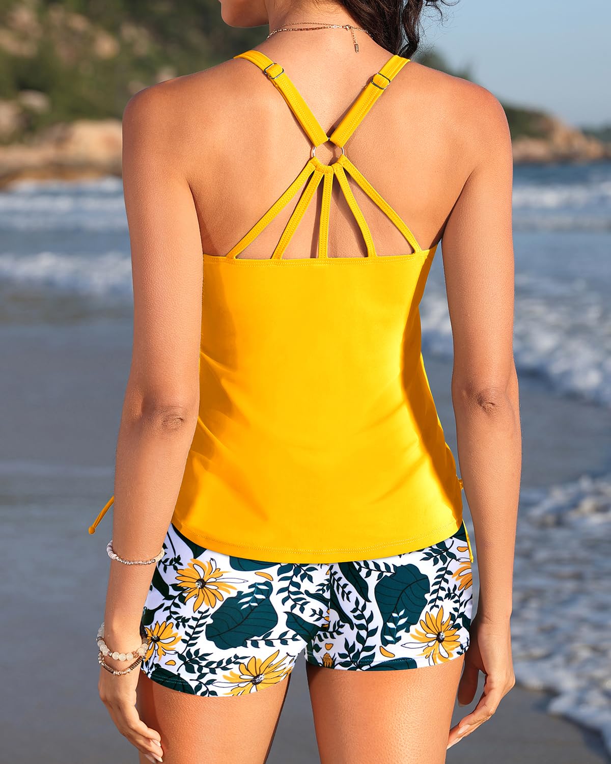 Yonique Women's Two Piece Tankini Swimsuits with Shorts - Athletic Bathing Suits for Tummy Control | Perfect for Swimming, Beach Vacations & Water Sports
