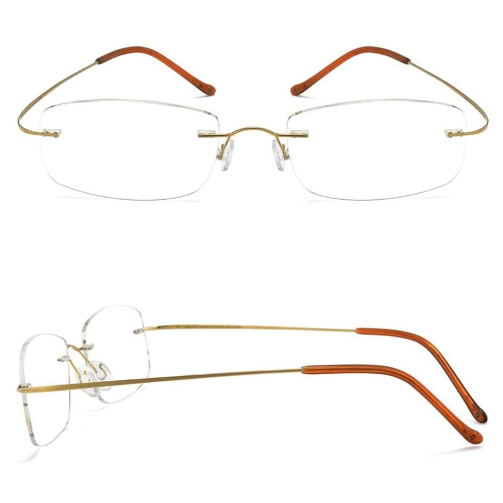 Blue Light Blocking Pure Titanium Rimless Reading Glasses for Men & Women - Distance & Near Vision - Diopter +1.00 to +3.00 - Wine Red (+2.50) - Perfect for Office Work, Computer Use & Reading Books