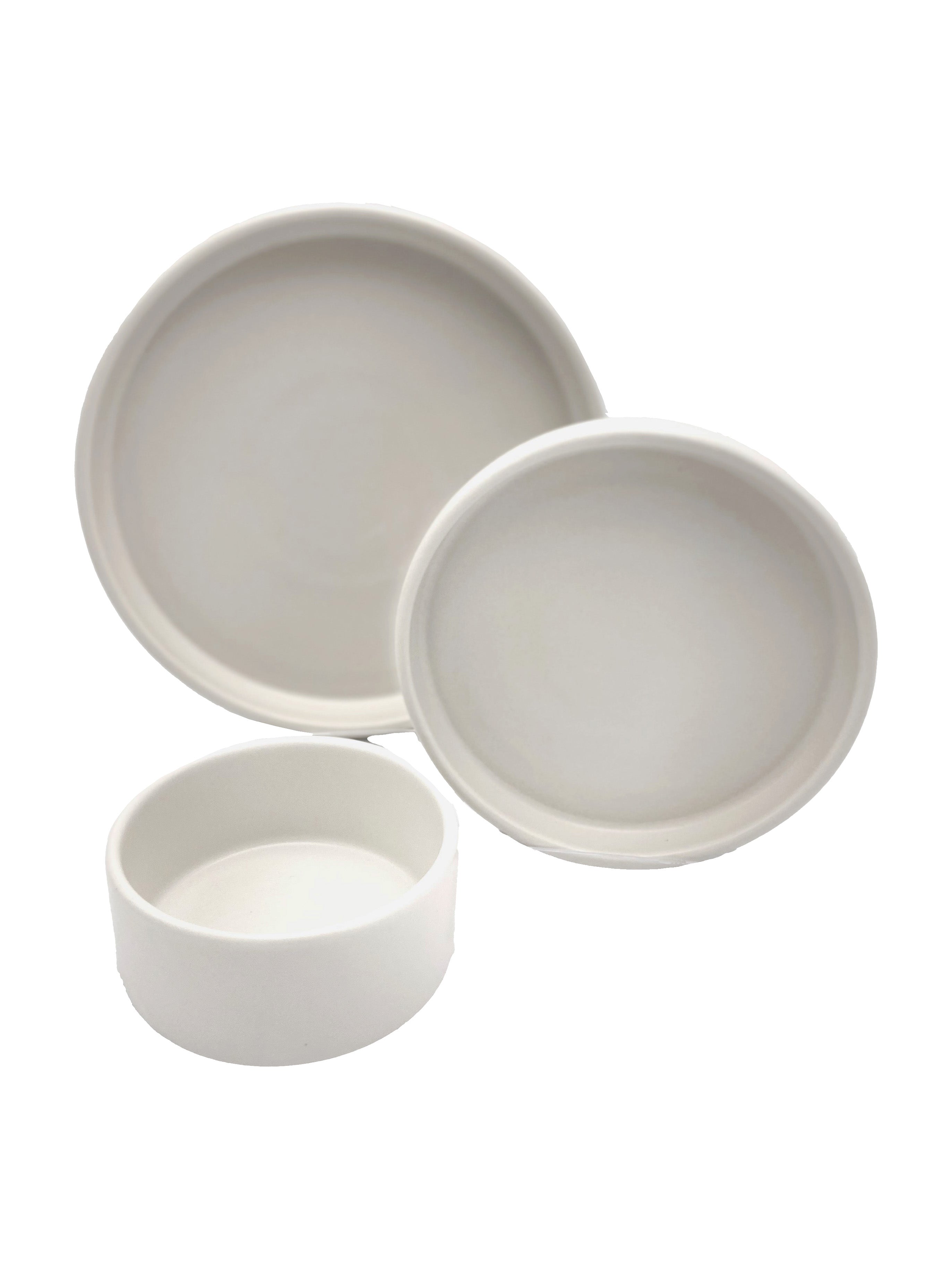 Modern American Dinnerware Set - 3-Piece Matte White Ceramic Plates for Dining, Entertaining & Everyday Use