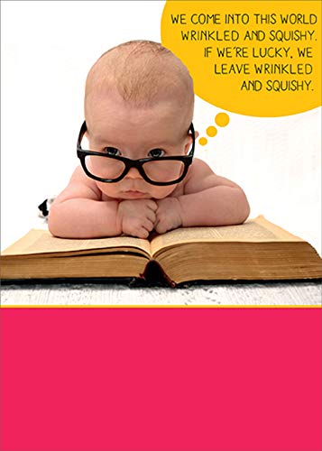 Funny RSVP Wrinkled & Squishy Baby with Glasses Birthday Card - Humorous Greeting Card for Birthdays, Baby Showers & Special Occasions