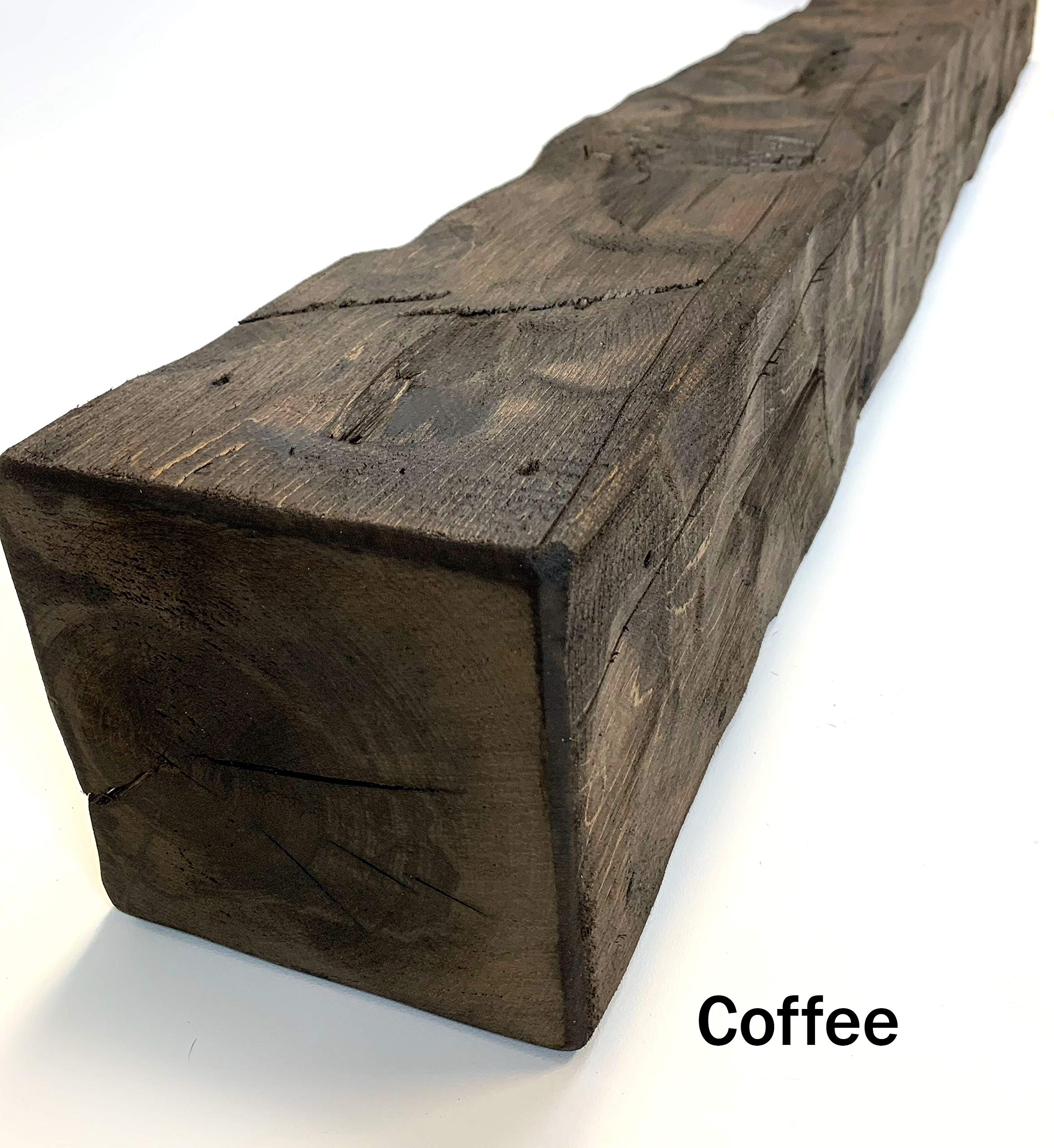 Rustic Hand Hewn Barn Beam Mantel by Wilson Wood Crafts - 8x8x60 Inches, Weathered Finish - Perfect for Fireplace Mantel, Shelf, or Farmhouse Decor