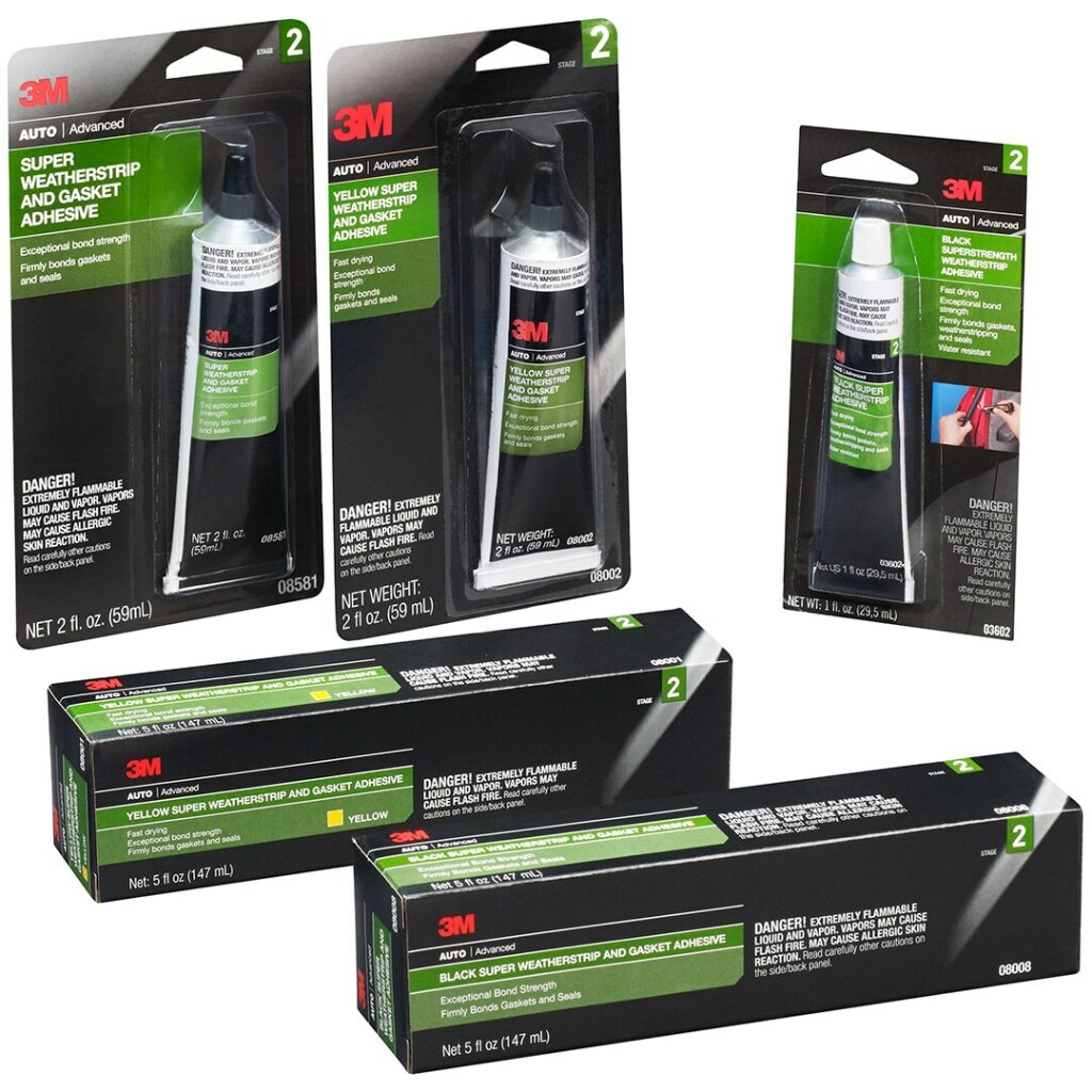 3M Black Weatherstrip Adhesive 08011 - 5 fl oz Heavy Duty Automotive Sealant for Doors, Windows & Trunks - Weatherproof Bonding Solution for Cars, Trucks & RVs