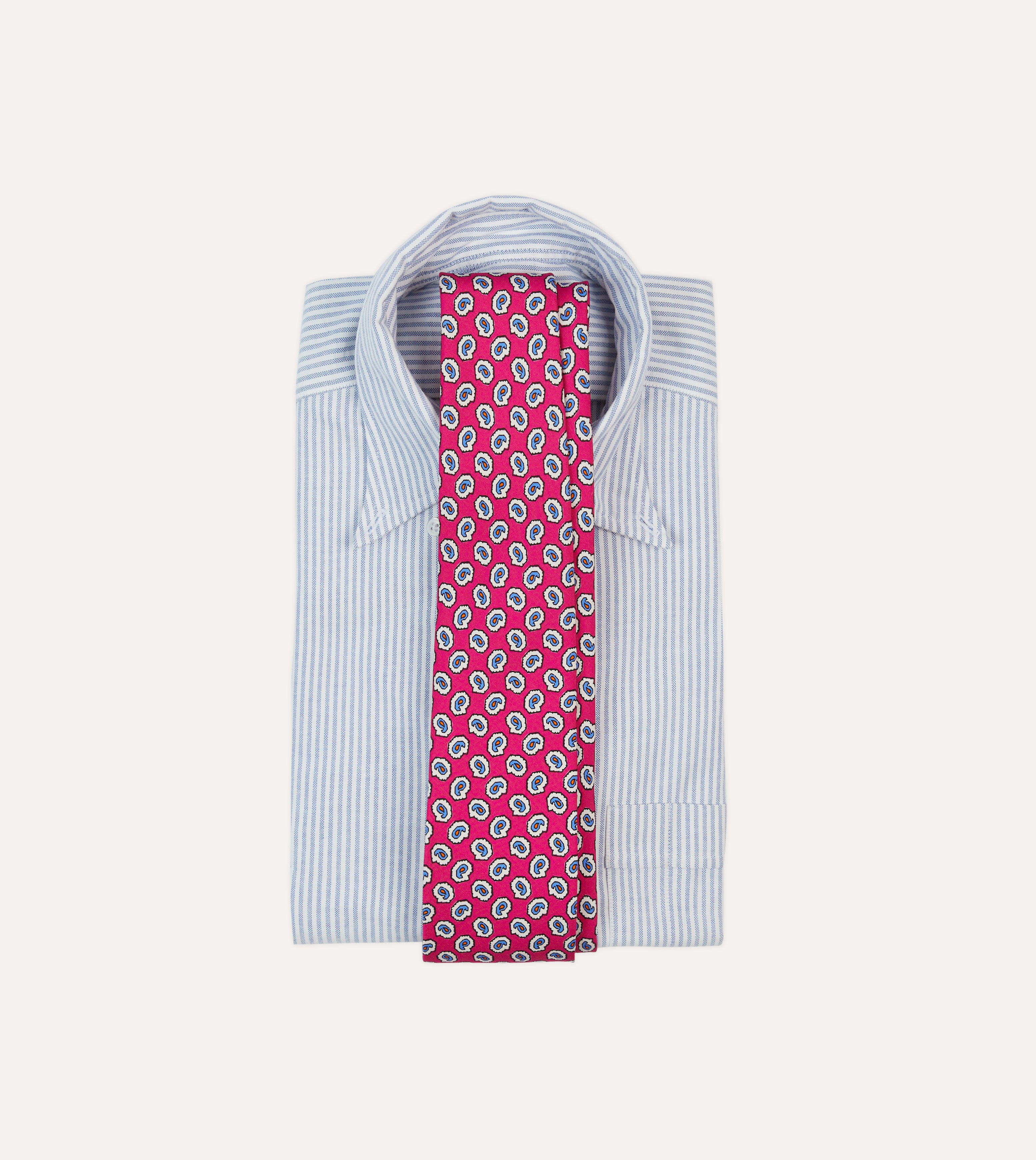 Fuchsia Silk Necktie with Small Paisley Leaf Print - Elegant Self-Tipped Design for Business, Weddings & Formal Occasions