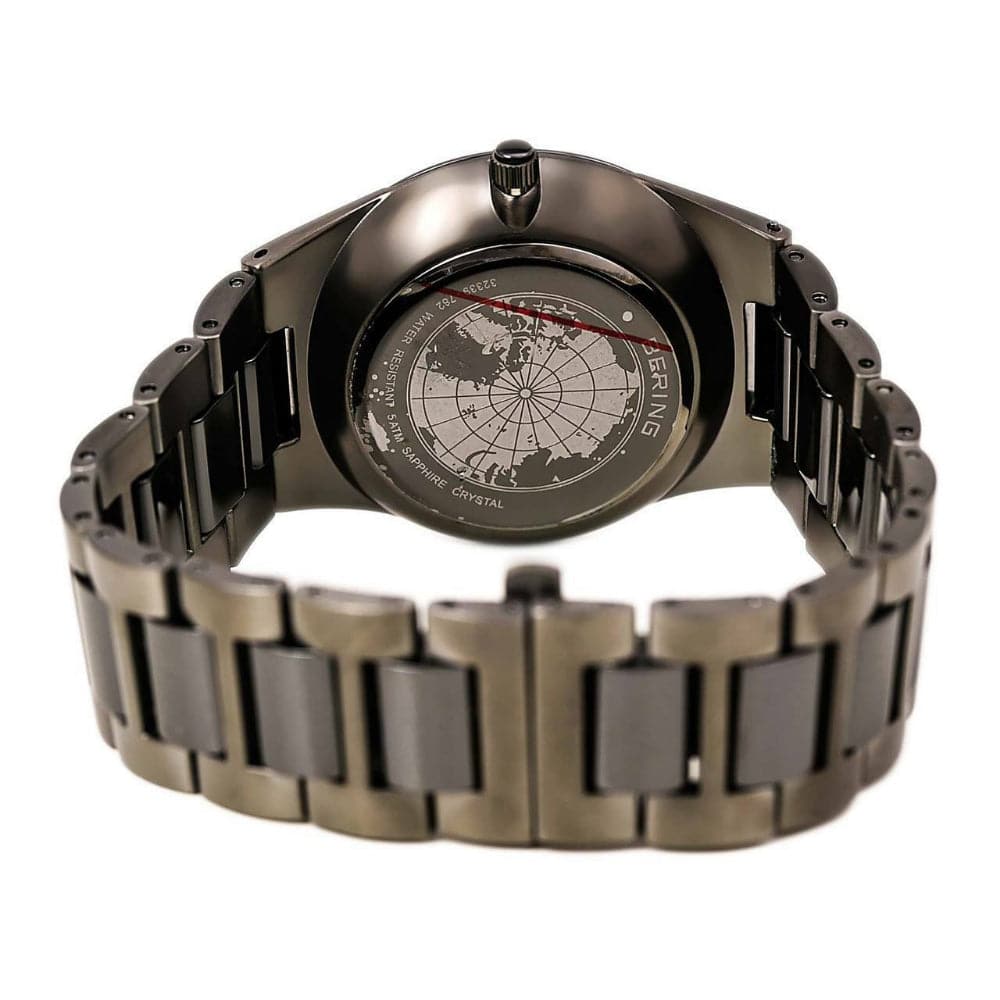 BERING 32339 782 Ceramic Collection Stainless Steel Band Black Dial Men's Watch - Luxury Waterproof Wristwatch for Business, Formal & Casual Wear