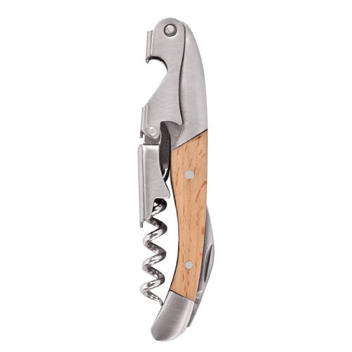 Premium Birchwood Double Hinged Corkscrew - Wine Bottle Opener with Smooth Lever Action - Perfect for Home Bars, Wine Tasting Parties & Restaurant Use
