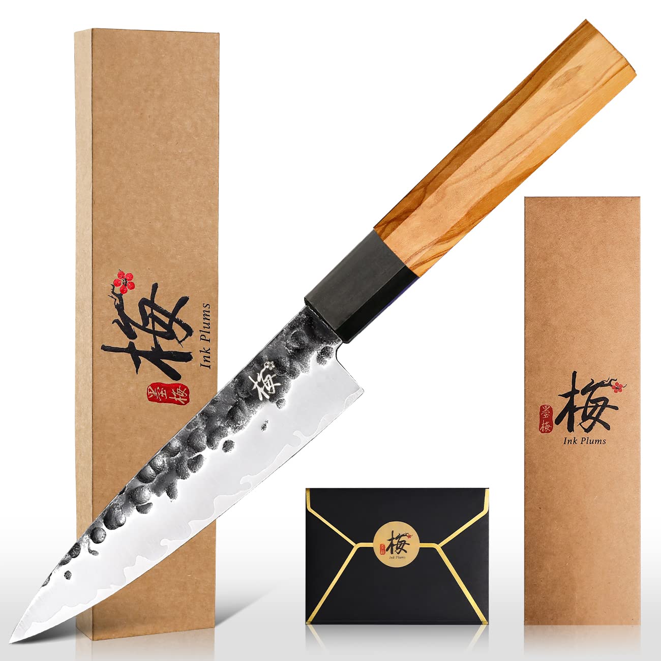 5.7 Inch Sharp High Carbon Stainless Steel Paring Knife - Olivewood Handle Kitchen Utility Knife for Peeling, Slicing Fruits & Vegetables | Perfect for Home Cooking, Camping & Food Prep