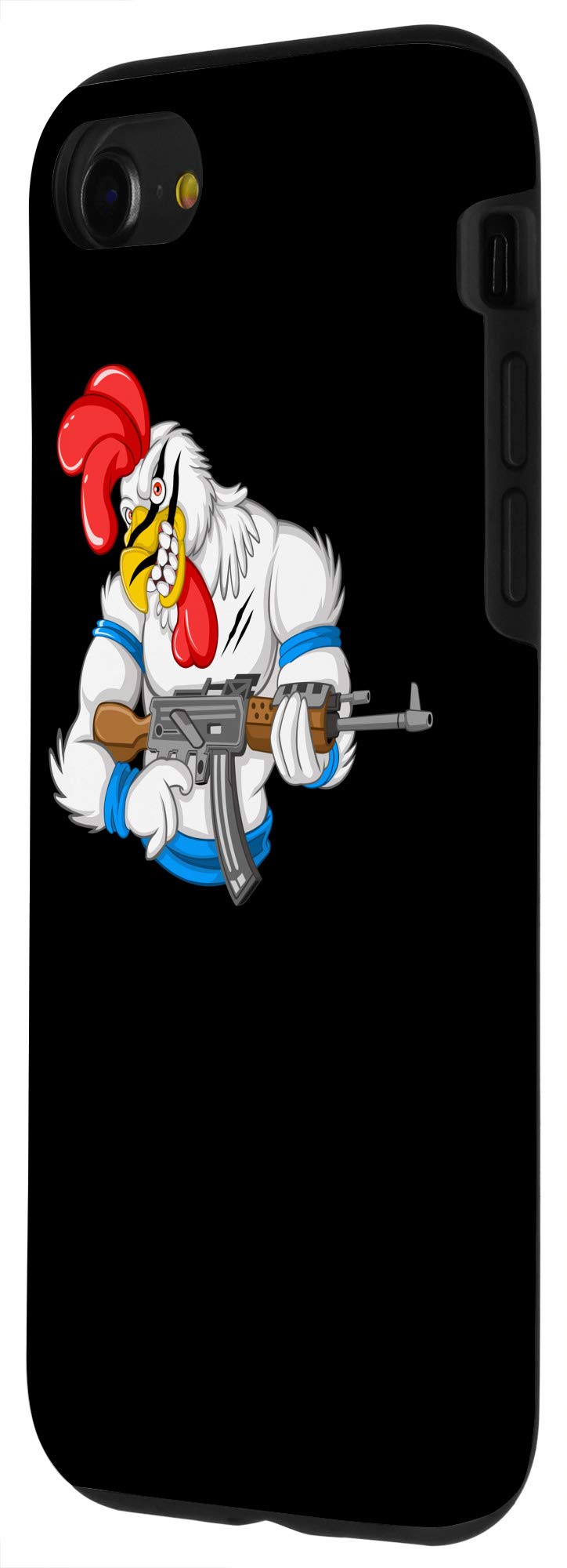 iPhone SE (2020)/7/8 Angry Chicken Cartoon Weapon Case - Funny Rooster Gun Farmer Gift Phone Cover for Daily Use & Gifting