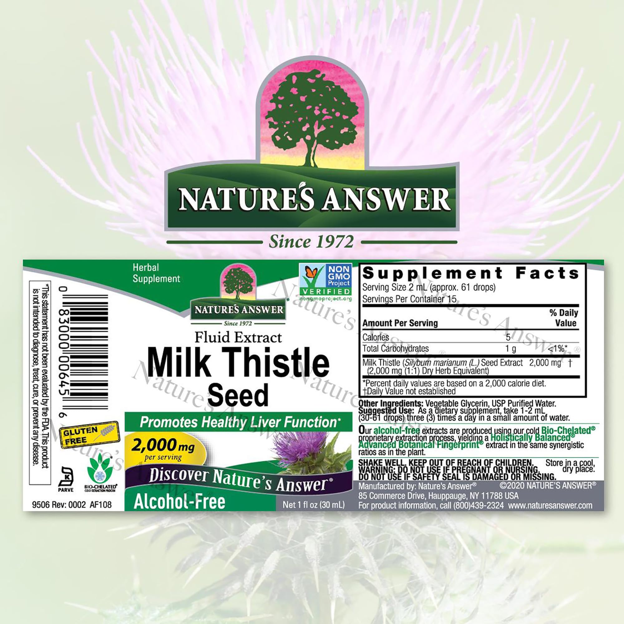 Nature's Answer Alcohol-Free Milk Thistle Extract 1 fl oz | Liver Support Supplement | Vegan, Non-GMO, Gluten Free & Kosher Certified | Promotes Healthy Digestion & Detox | Perfect for Daily Wellness Routine & Liver Cleansing